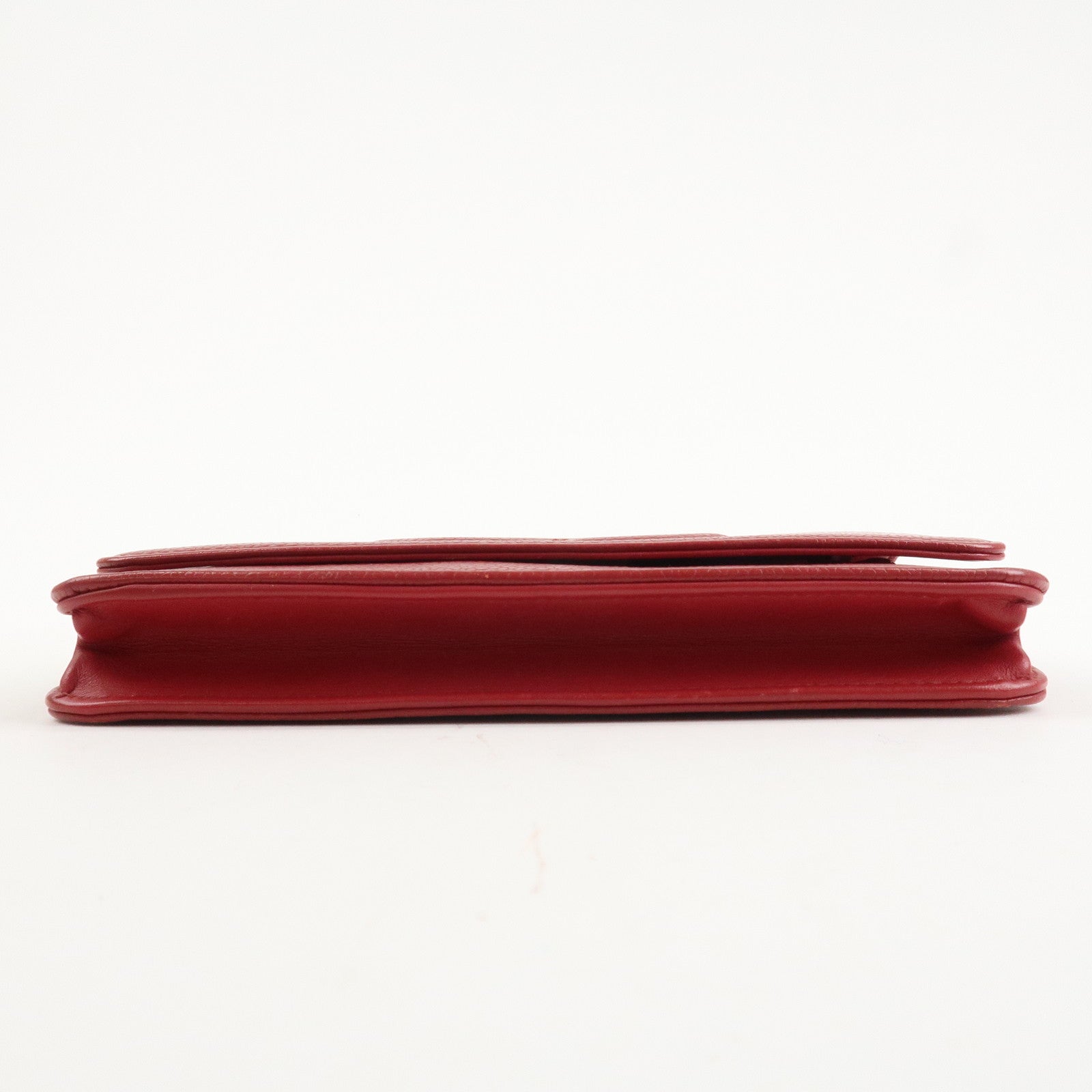 CHANEL COCO Mark Caviarskin Chain Shoulder Bag Wallet Red A48654