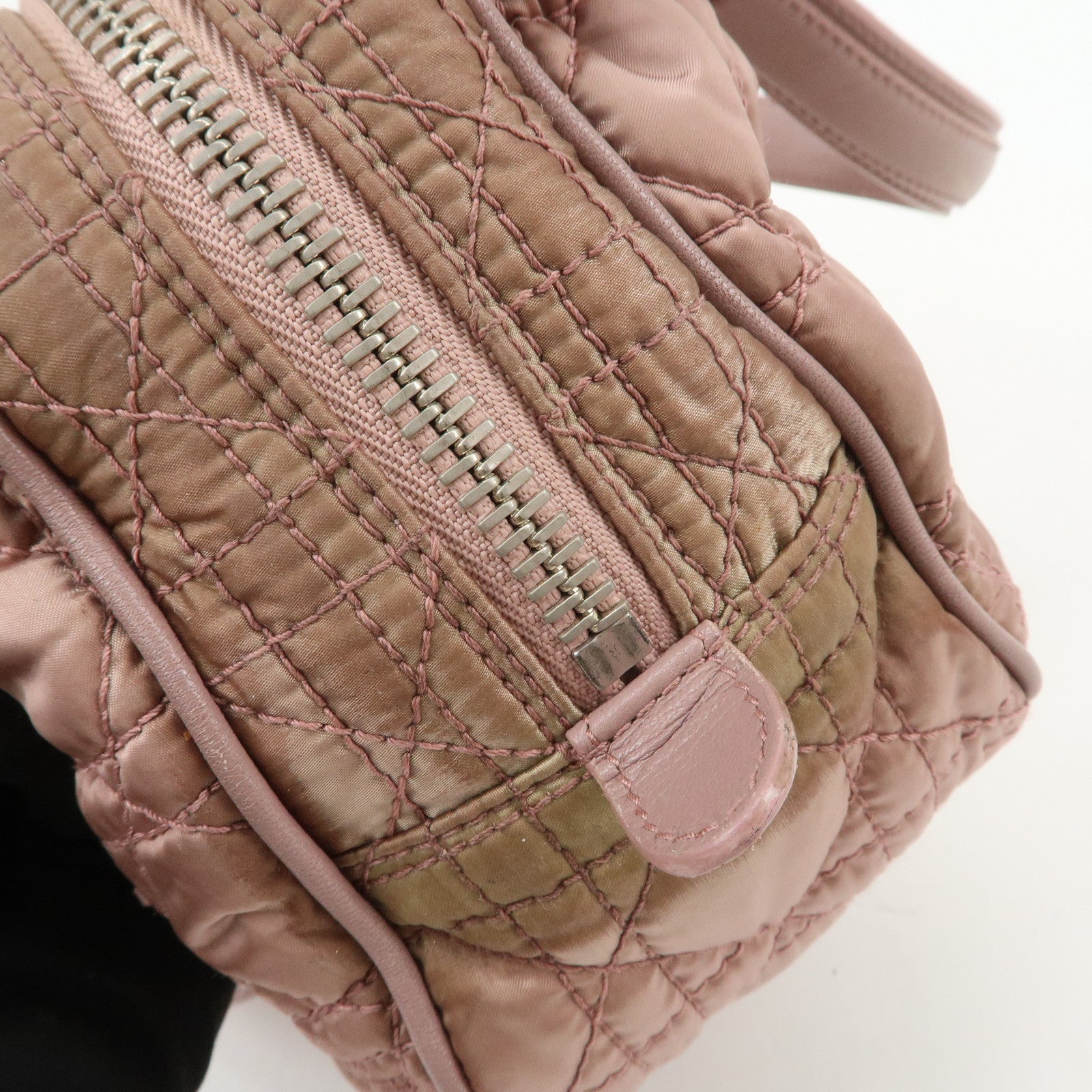 Christian Dior Canage Nylon Leather Hand Bag Pink