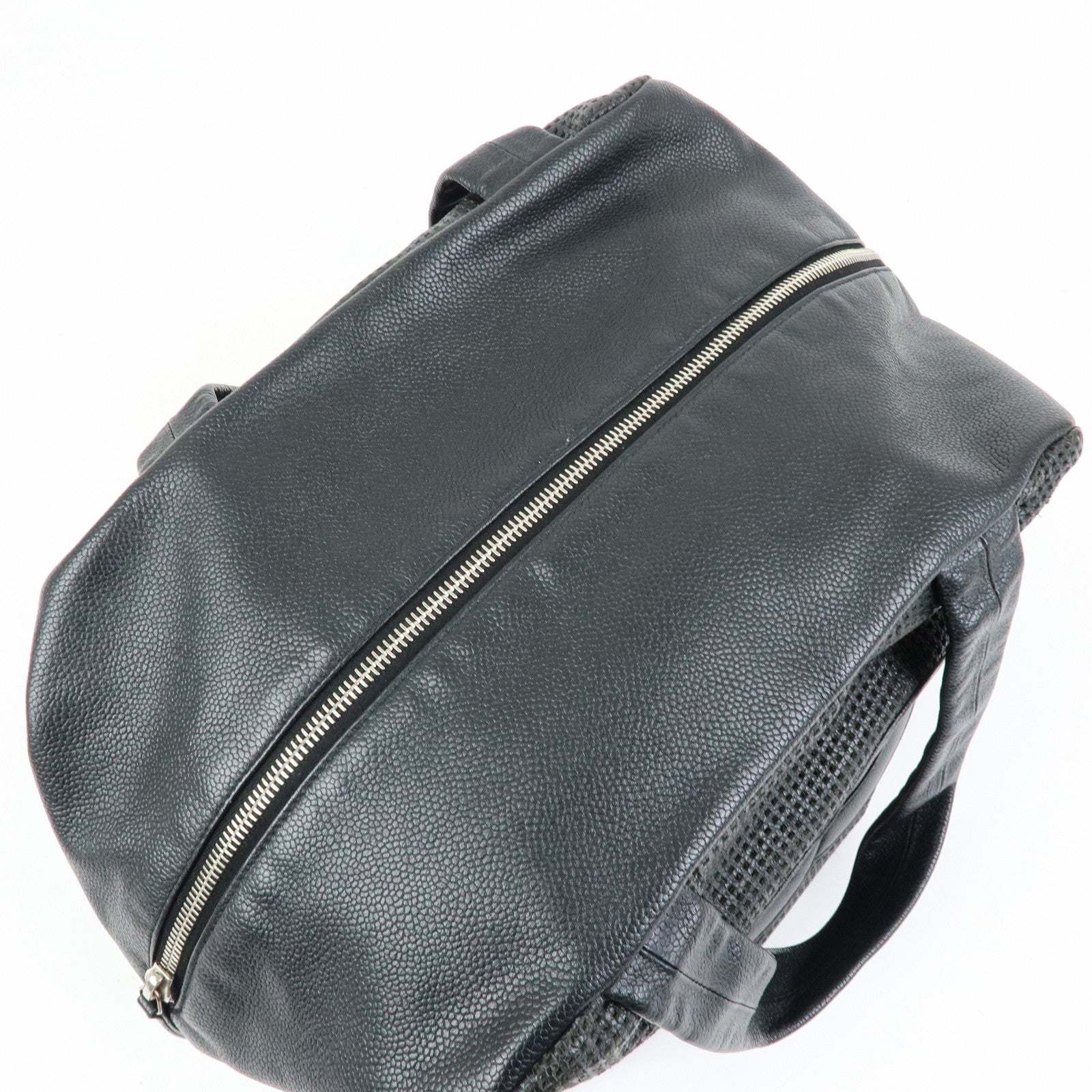 CHANEL COCO Mark Caviarskin Punching Boston Bag Hand Bag Black