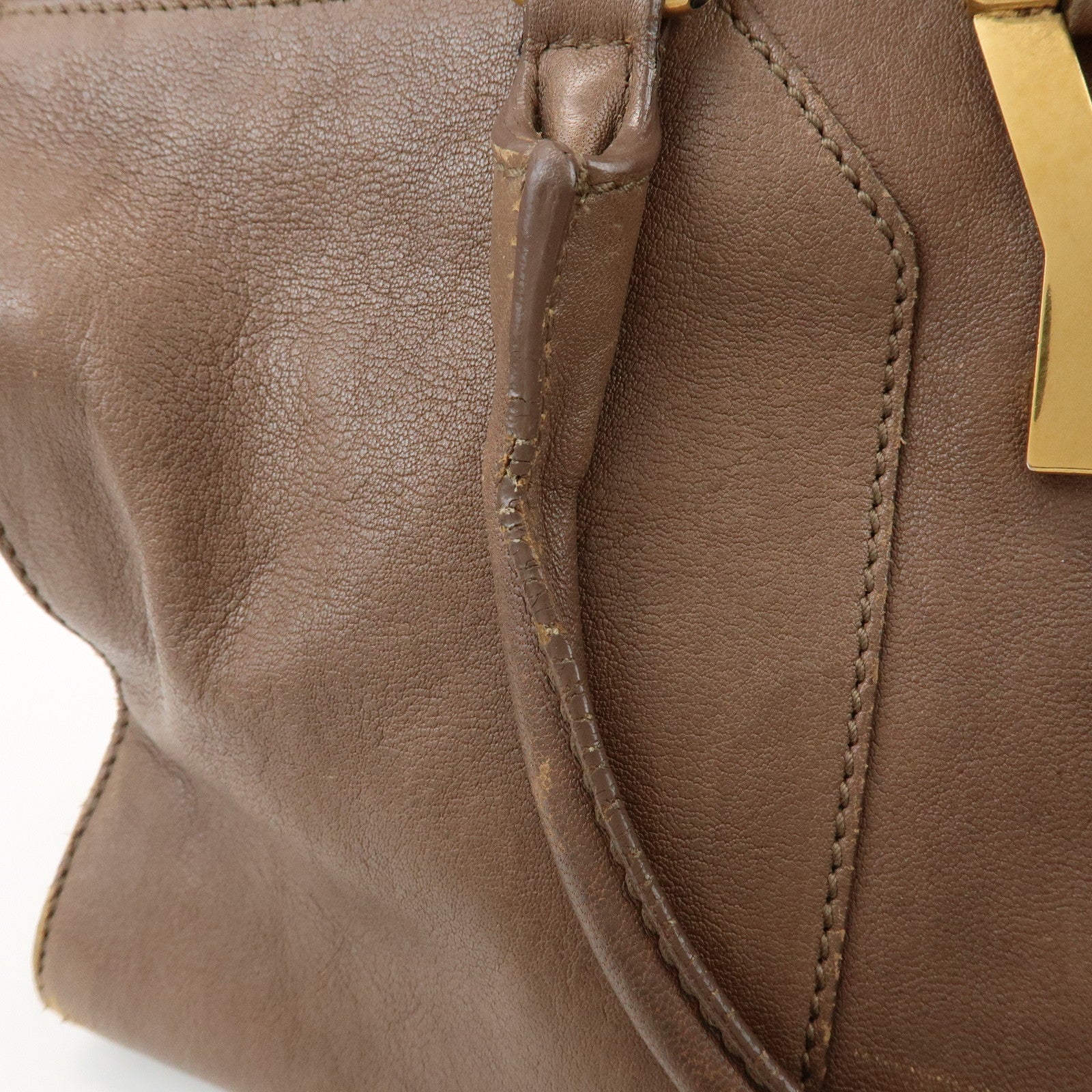 SAINT LAURENT PARIS Cabas Chyc Leather 2Way Bag Hand Bag Brown