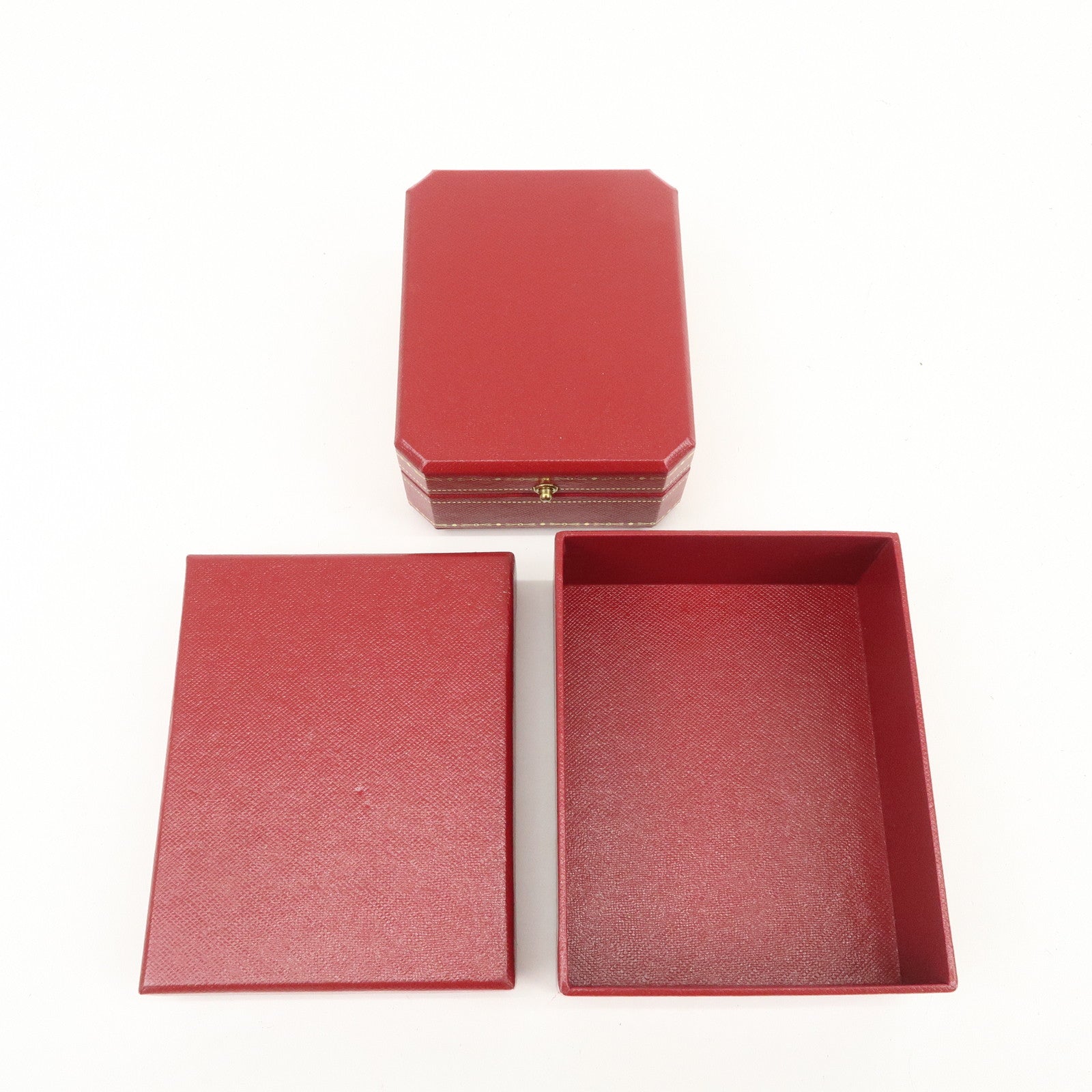 Cartier Set of 3 Jewelry Boxes Pair Ring Boxes Red Gold