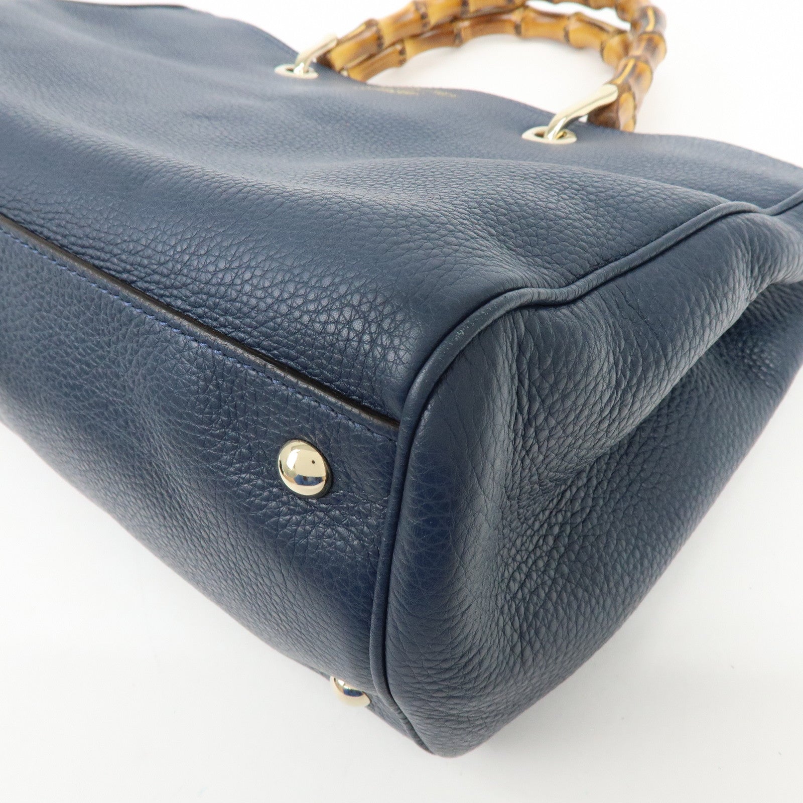 GUCCI Bamboo Shopper Medium 2Way Bag Shoulder Bag Navy 323660