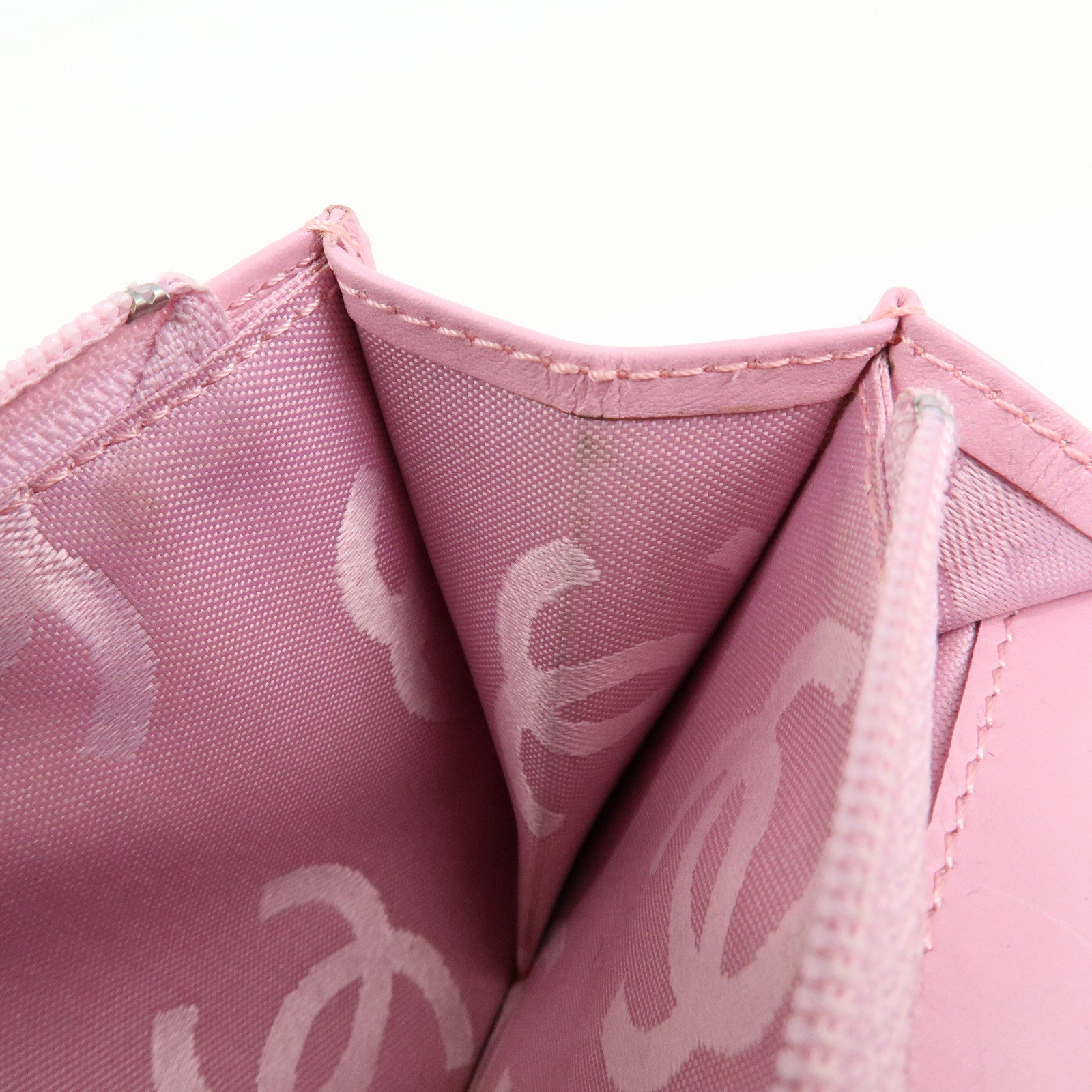 CHANEL Cambon Line COCO Mark Lambskin Long Wallet Pink A26717