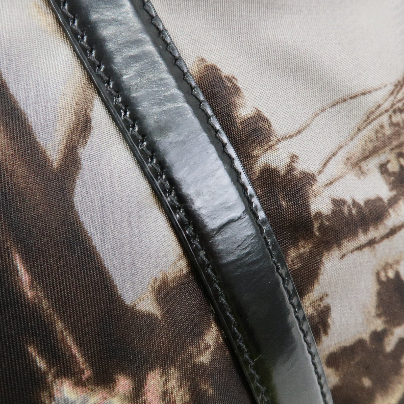 PRADA Triangle Logo Nylon Leather Tote Bag Hand Bag Gray BN2791