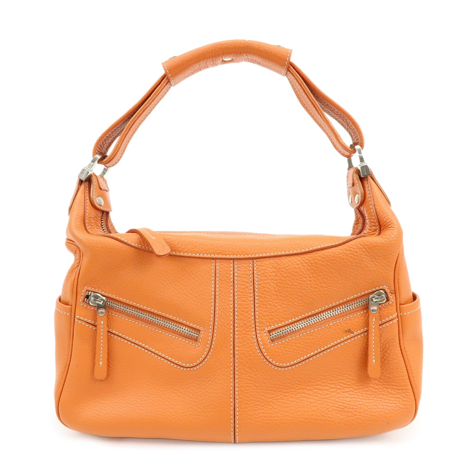 TOD'S Miky Leather Shoulder Bag Hand Bag Orange