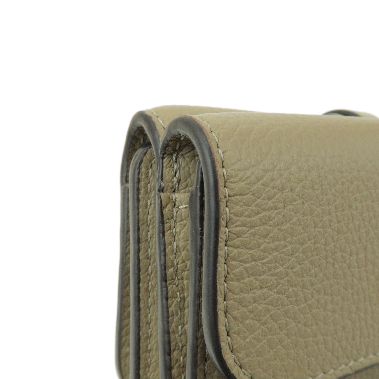 Chloe Leather Small Tri-fold C-charm Compact Wallet Khaki