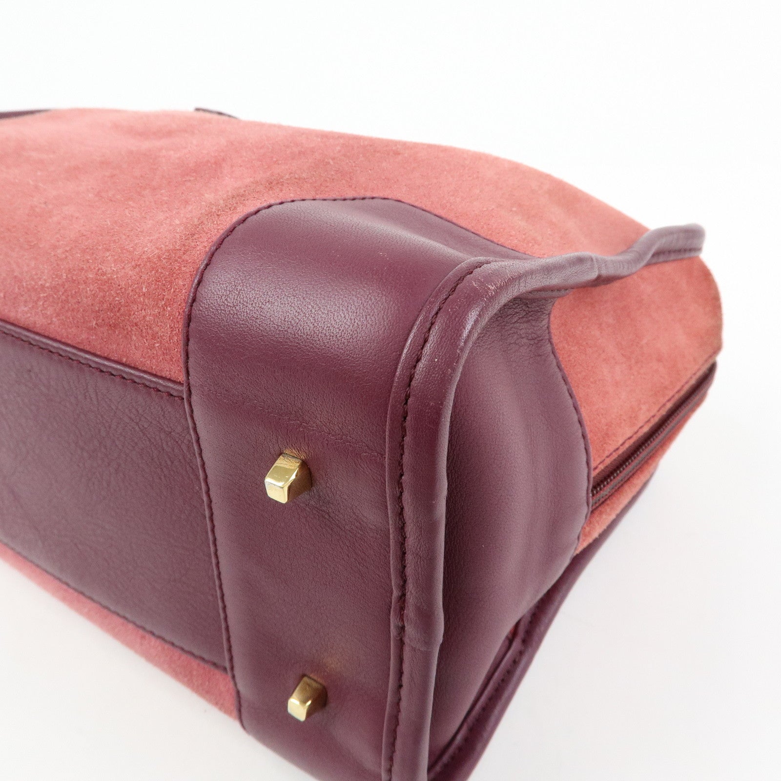 LOEWE Anagram Amazona 28 Suede Leather Hand Bag Red Bordeaux