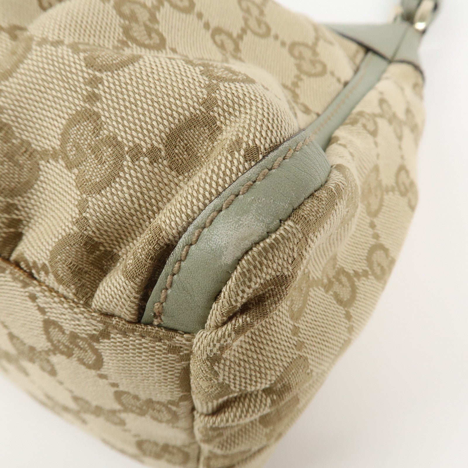 GUCCI Abbey GG Canvas Leather Shoulder Hand Bag Beige Green 190525
