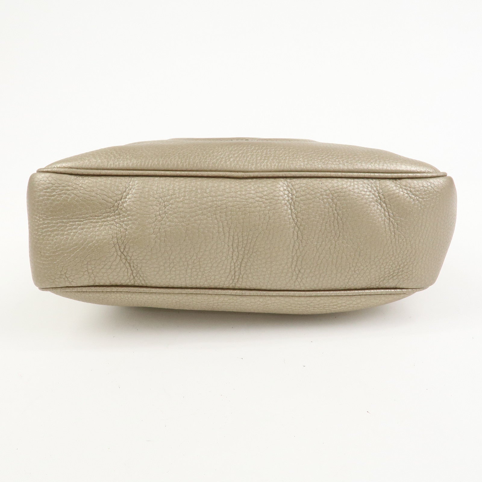 GUCCI SOHO Interlocking G Leather Shoulder Bag Metallic Brown 308983