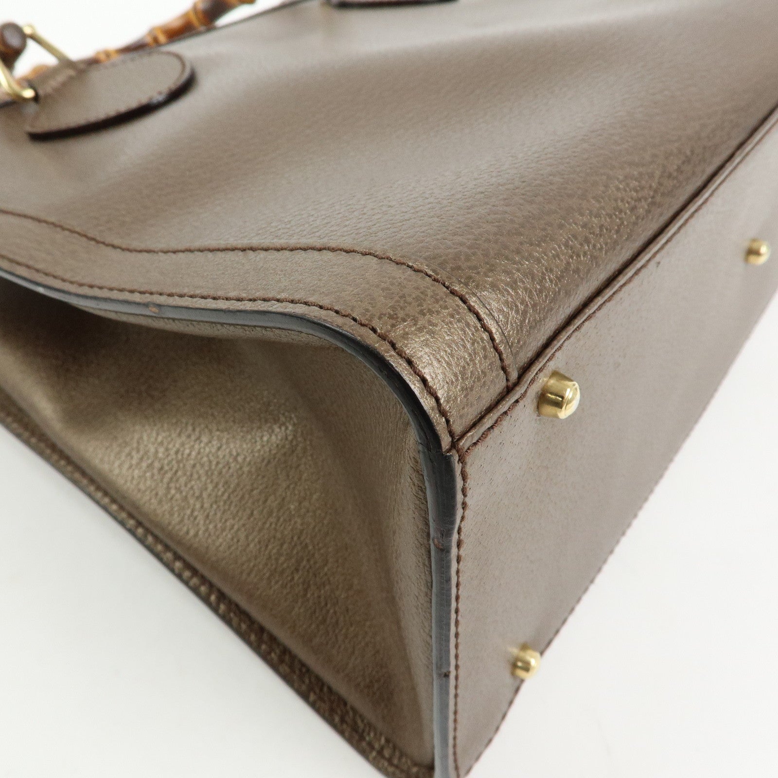 GUCCI Calf Leather Tote Bag Hand Bag Brown 002・1998・0260