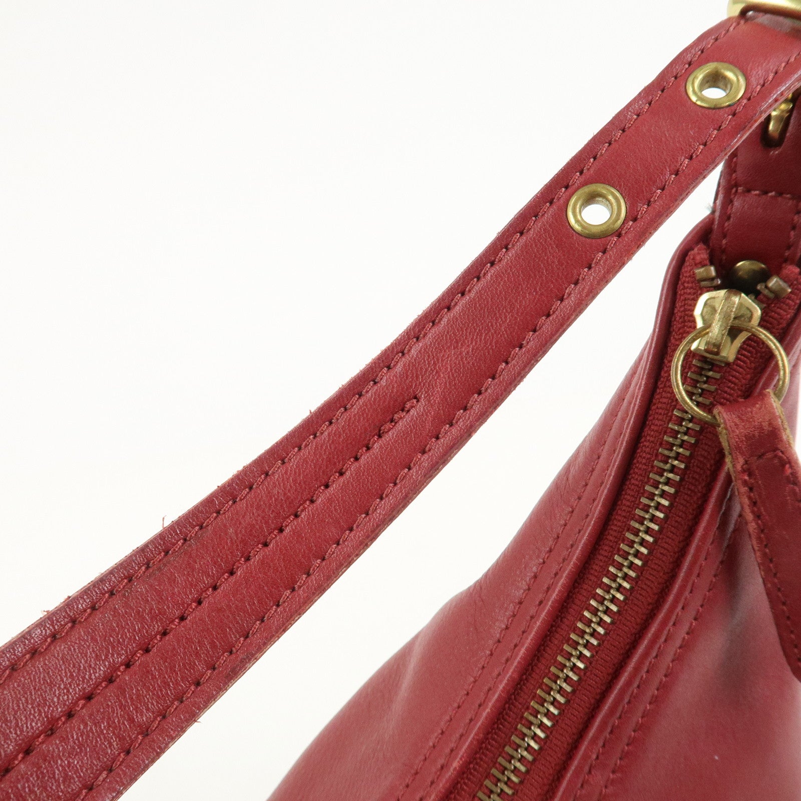 COACH Leather Shoulder Bag Hand Bag Red