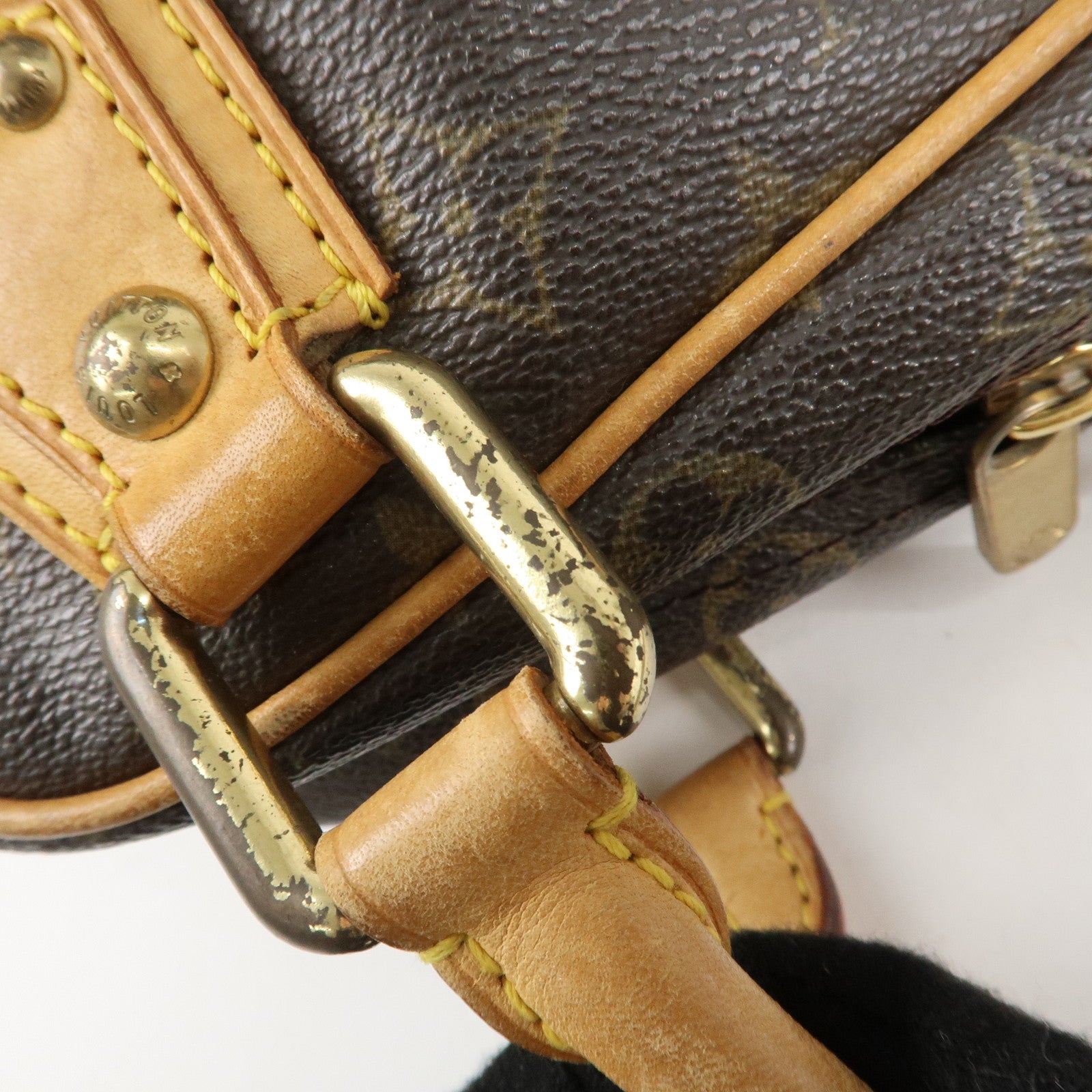 Louis Vuitton Monogram Manhattan PM Hand Bag Brown Gold HDW M40026 Used