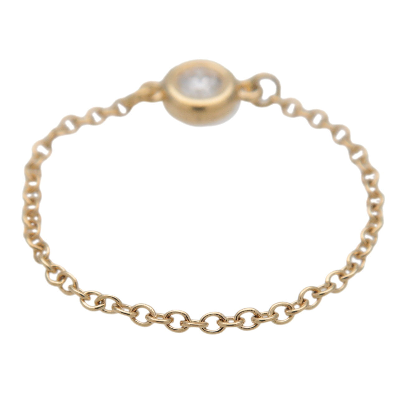 Tiffany & Co By The Yard 1P Diamond Ring 750YG 18K US7