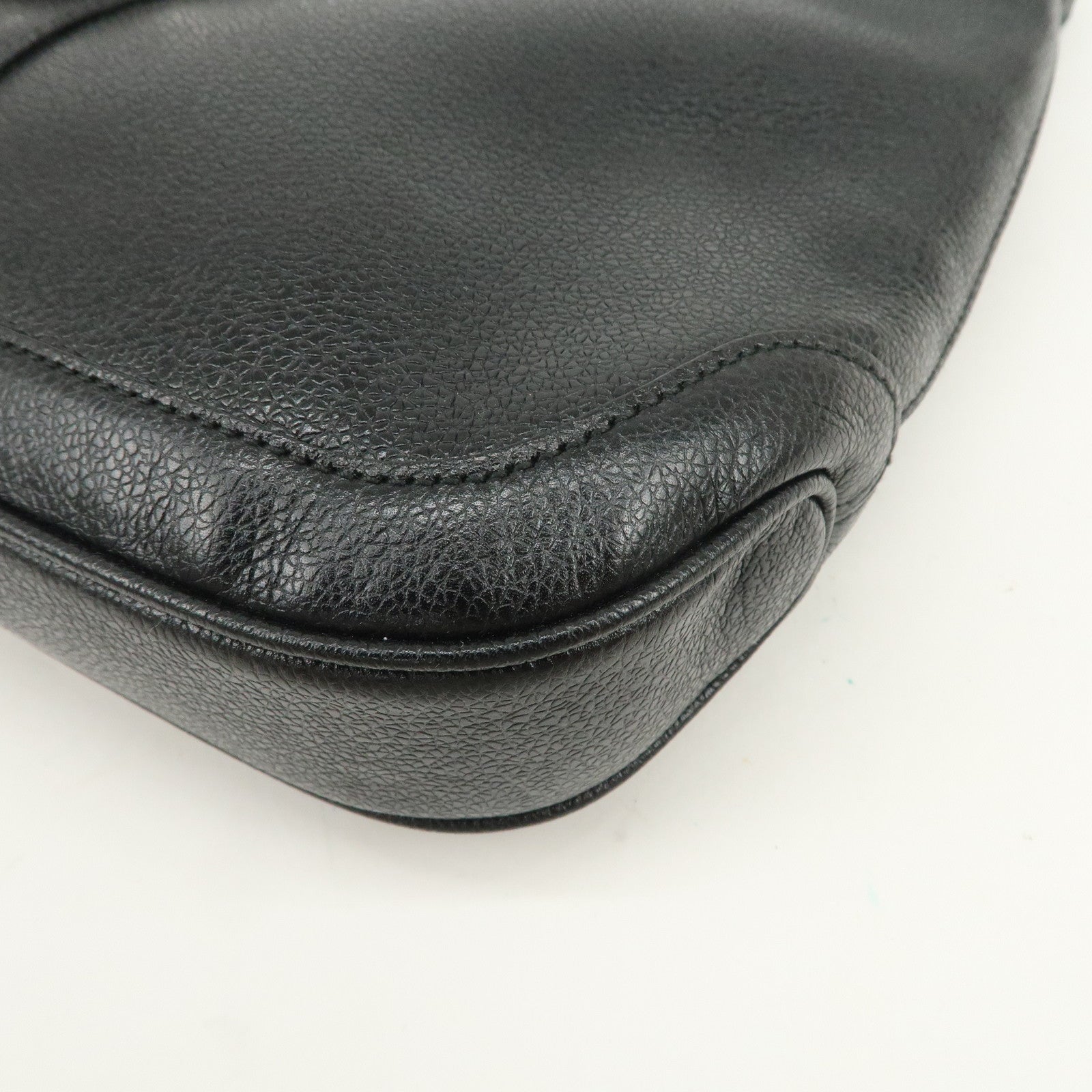 BVLGARI Logo Leather Shoulder Bag Hand Bag Black