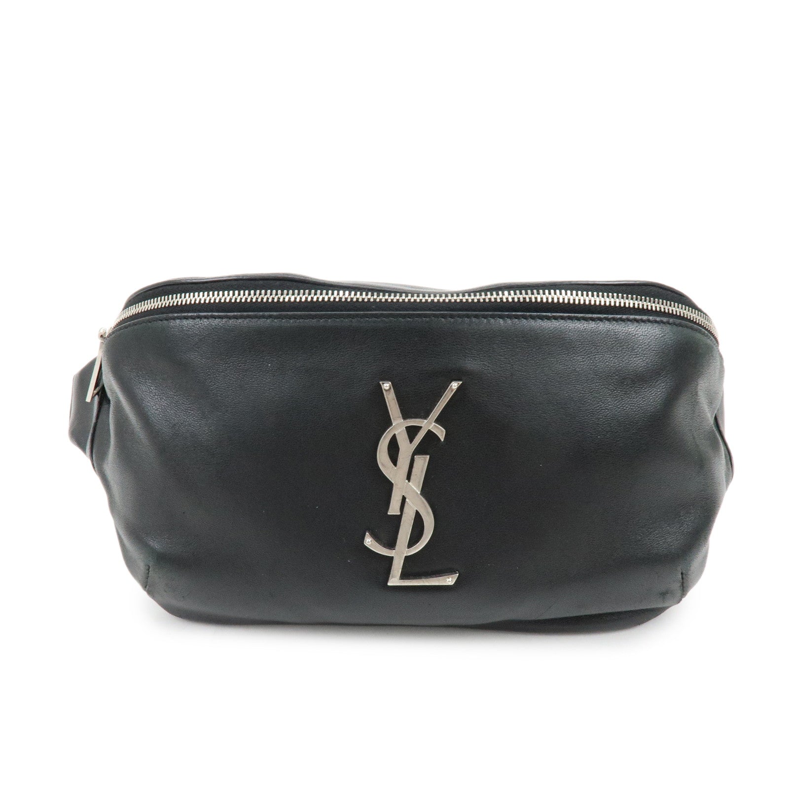 SAINT LAURENT PARIS Cassandra Leather Classic Belt Bag Black 590076