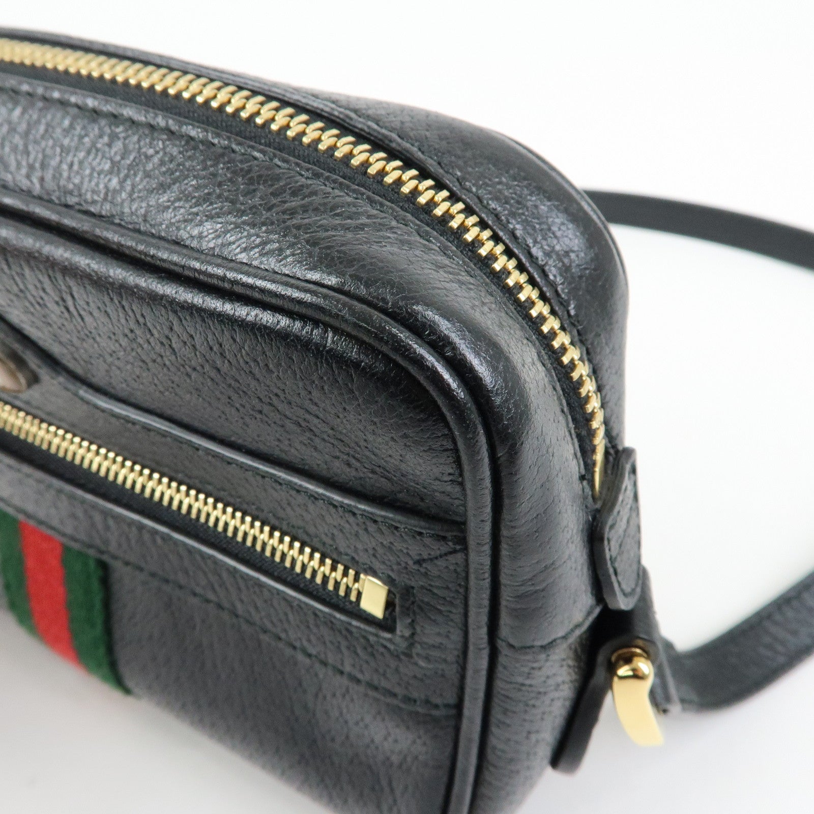 GUCCI Ophidia Sherry Leather Shoulder Crossbody Bag Black 517350