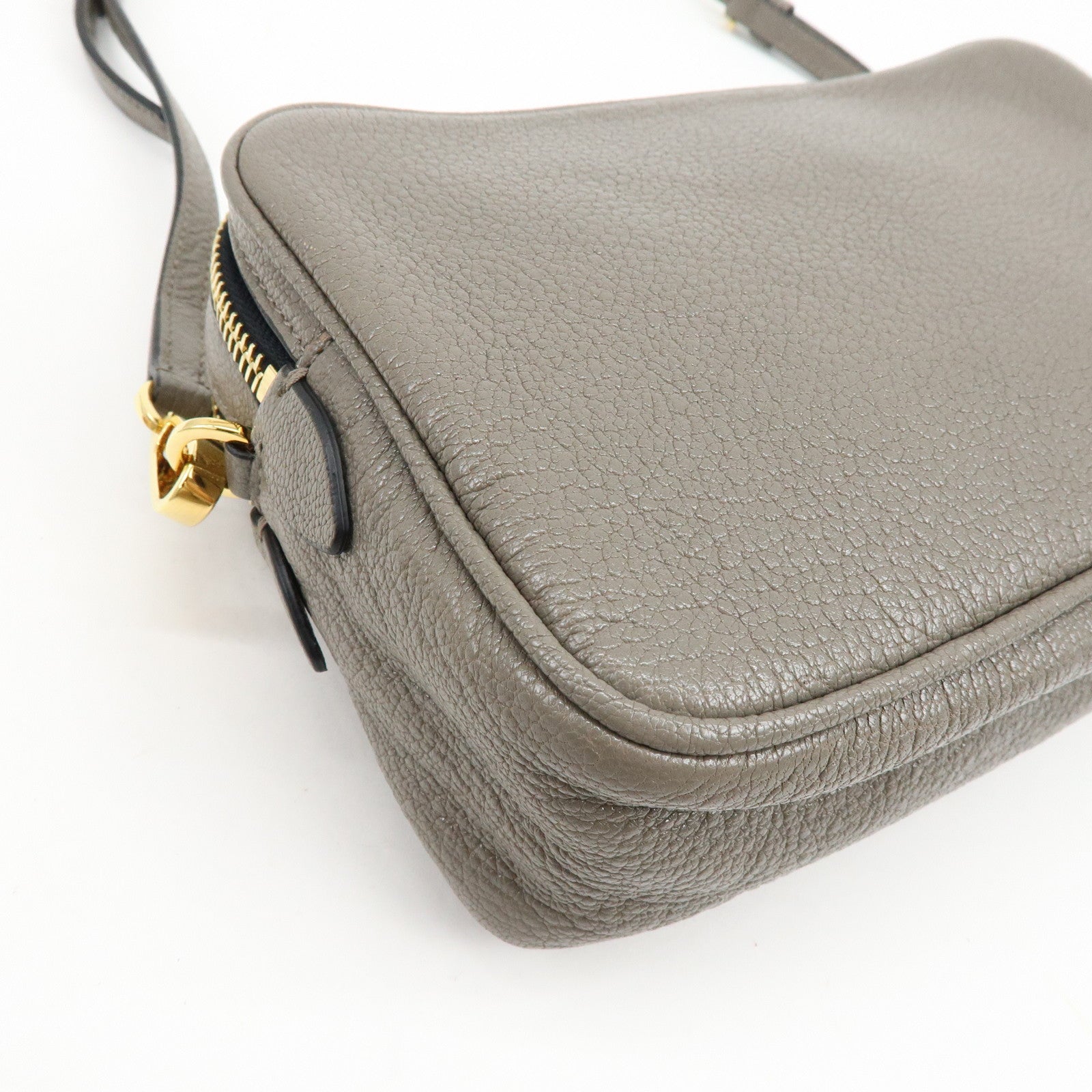MIU MIU Madras Leather Shoulder Bag Crossbody Bag Gray