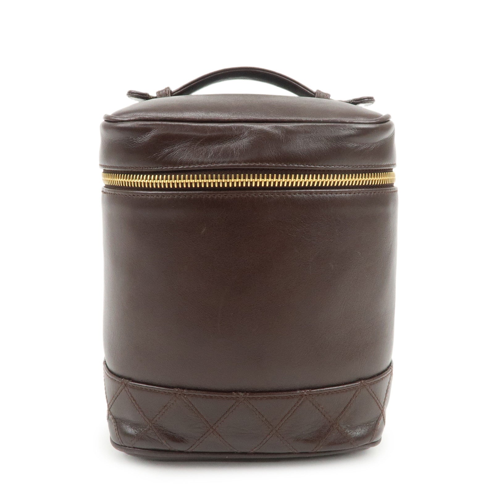 CHANEL Bicolore Lamb Skin Vanity Bag Hand Bag Brown A01619