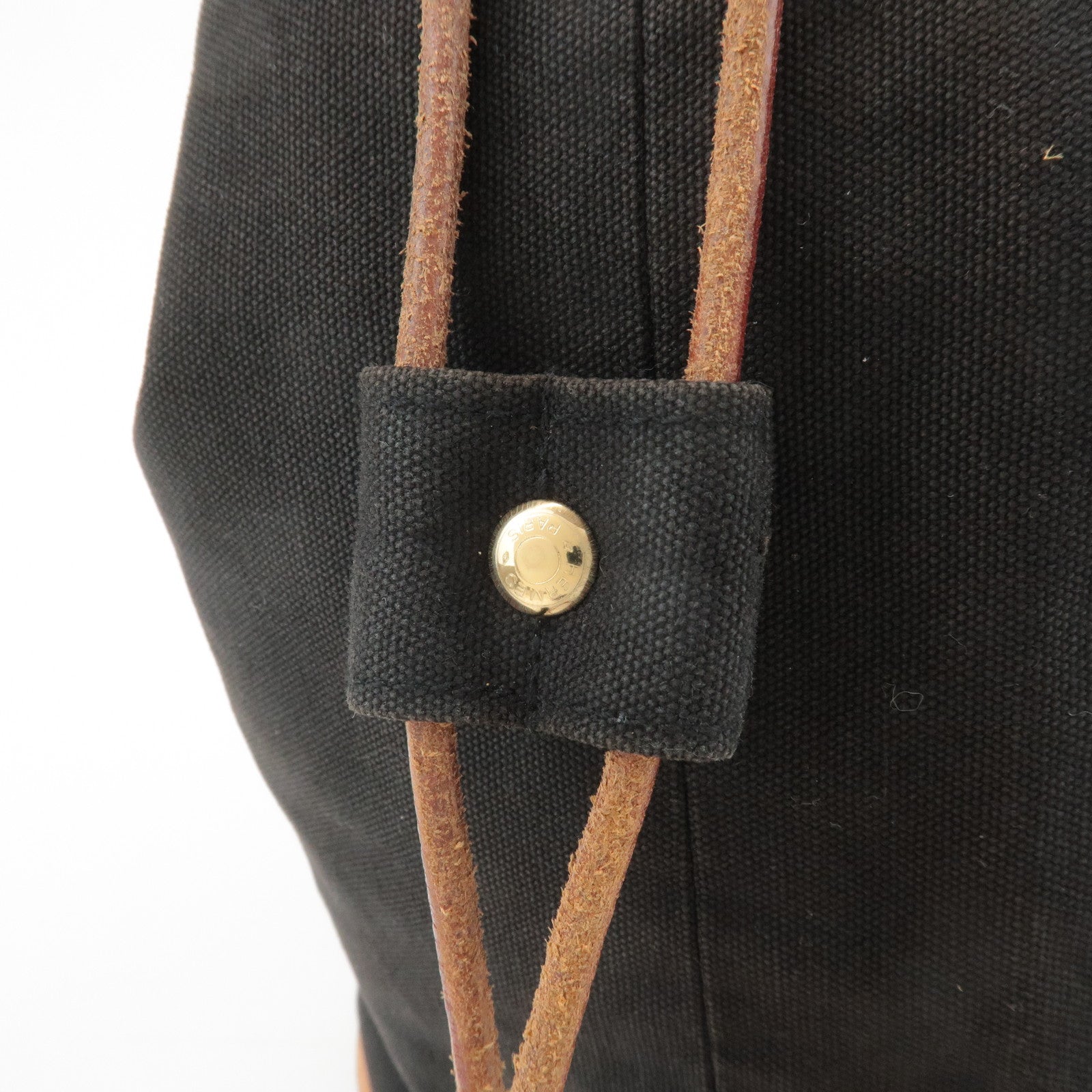 HERMES Canvas Leather Porochon Mimil PM Shoulder Bag Brown Used