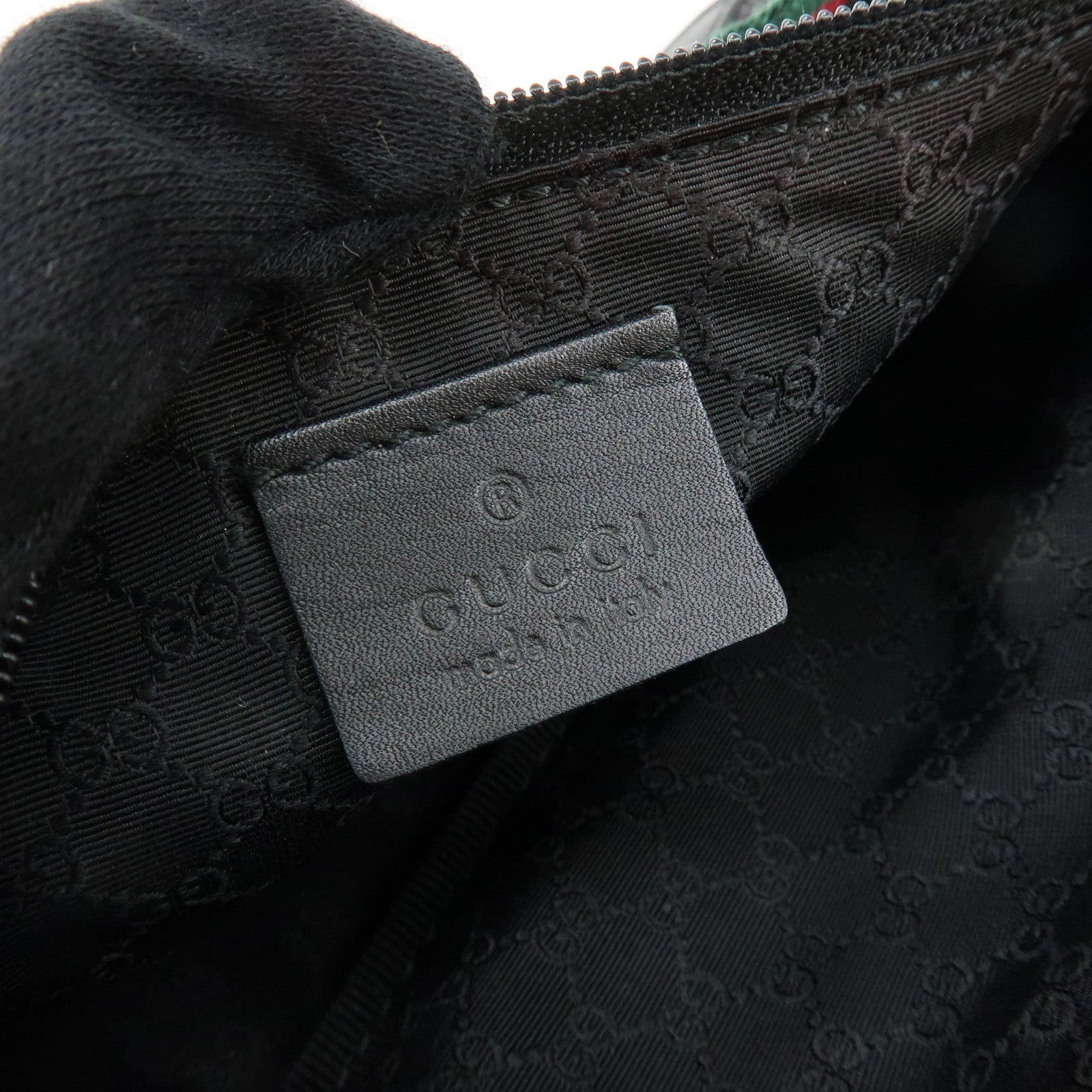 GUCCI Sherry Leather Denim Accessory Pouch Hand Bag Black 92820
