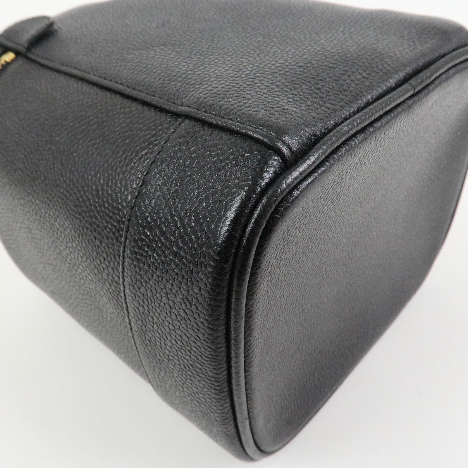 CHANEL COCO Mark Caviarskin Vanity Bag Hand Bag Pouch Black A01998