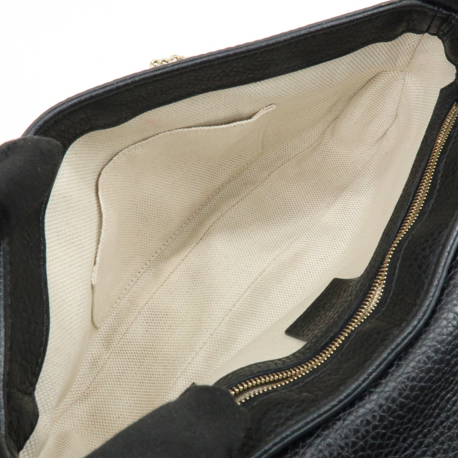 GUCCI SOHO Interlocking G Leather Chain Shoulder Bag Black 536224