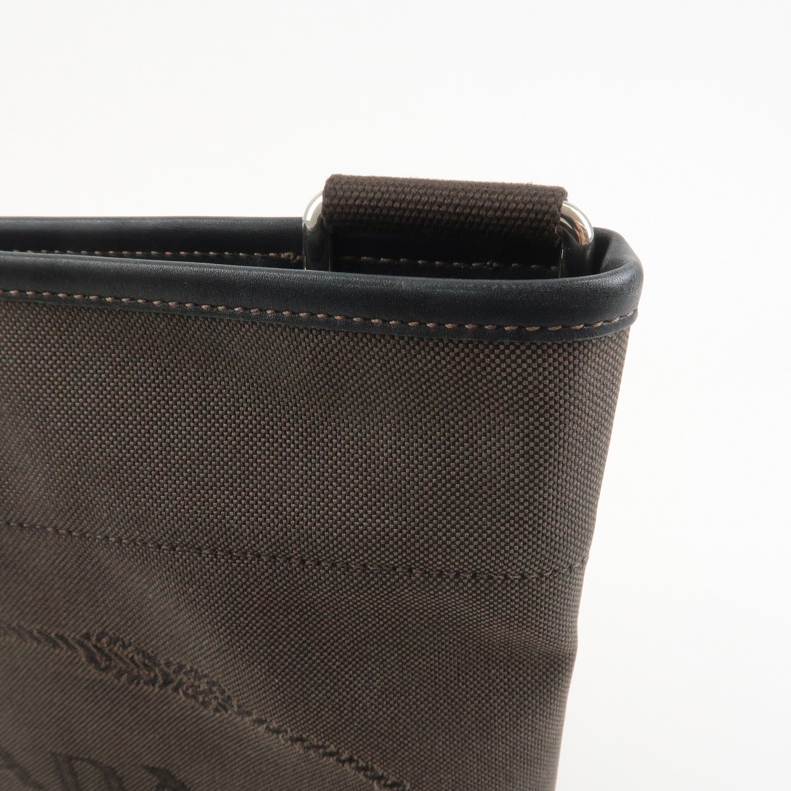 PRADA Logo Jacguard Shoulder Bag Crossbody Bag Brown VA0655