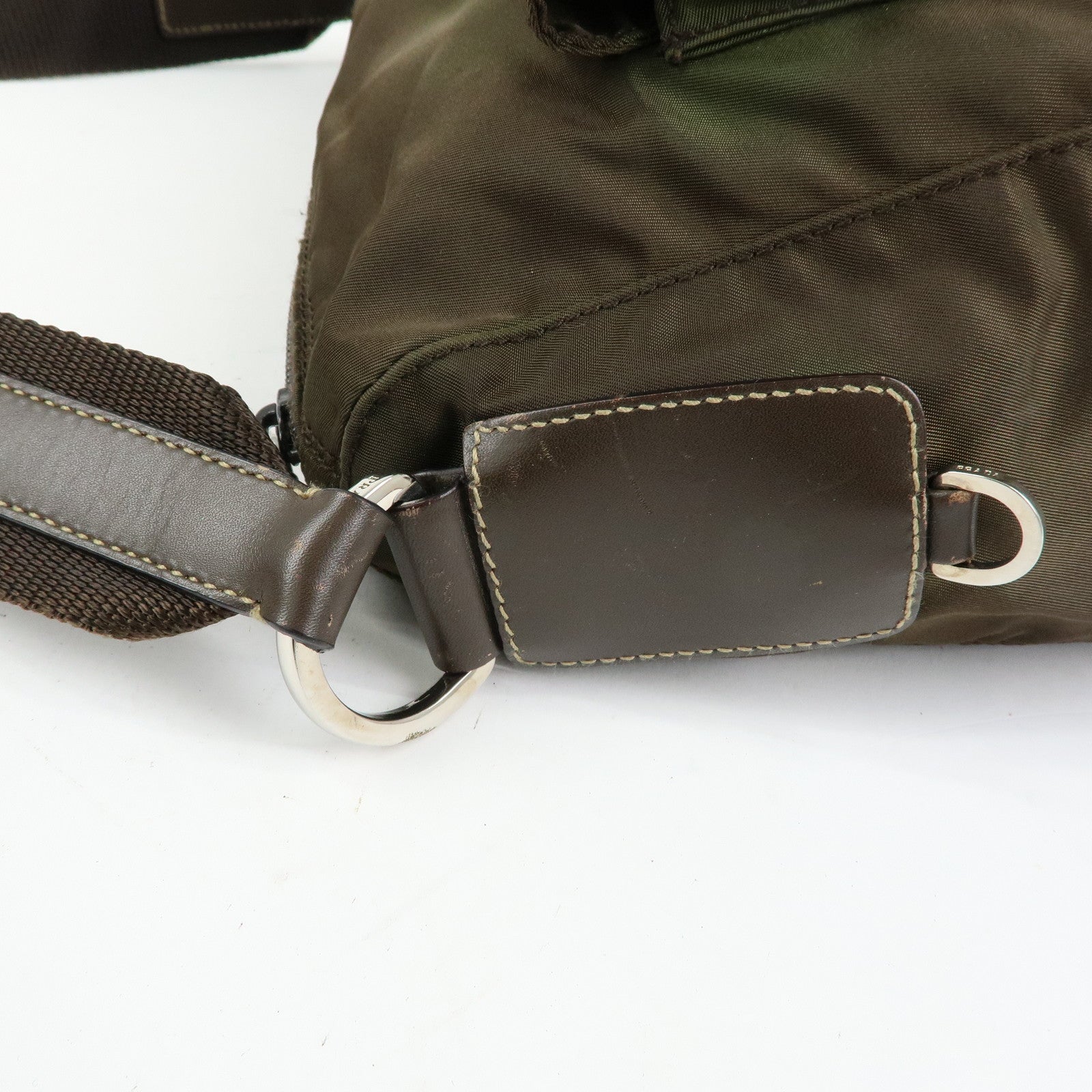 PRADA Tessuto Triangle Logo Shoulder Bag Crossbody Bag TST Khaki