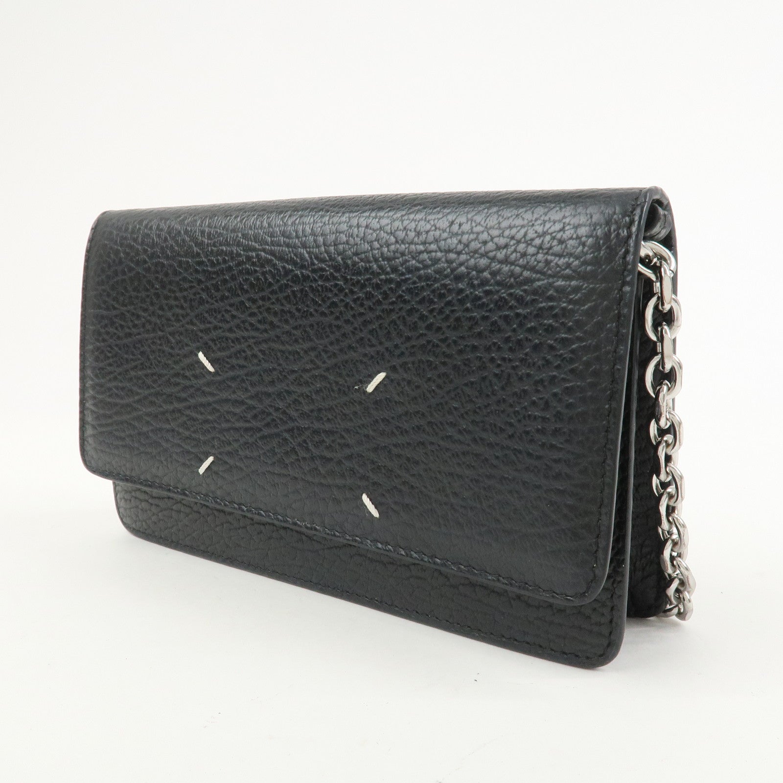 Maison Margiela Leather Shoulder Bag 4 Stitches Chain Wallet Black