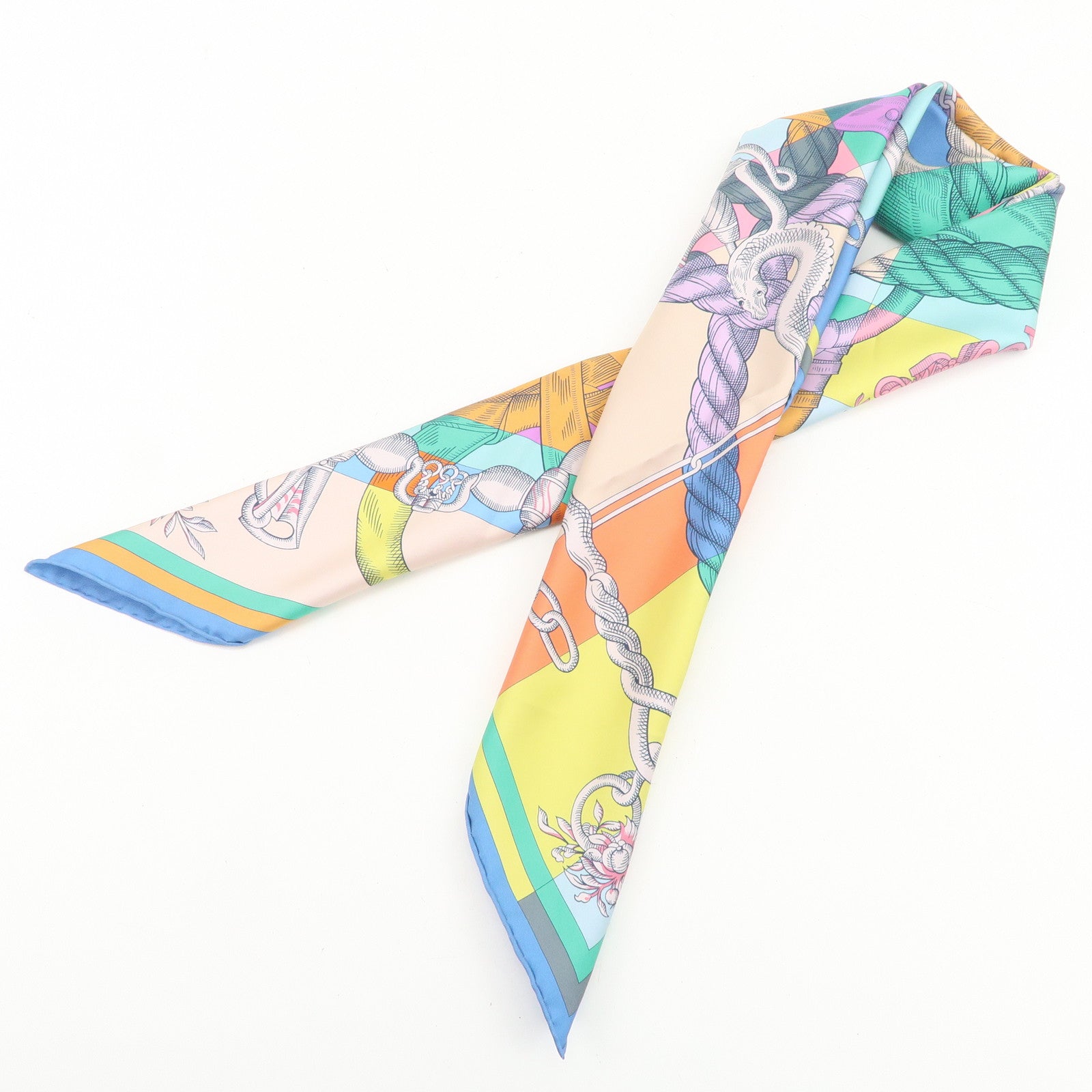 HERMES Carre 90 Silk 100% Scarf DELLA CAVALLERIA Multicolor
