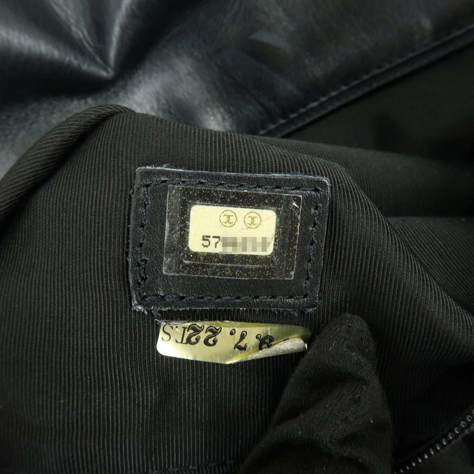 CHANEL Logo Lamb Skin Shoulder Bag Crossbody Bag Black