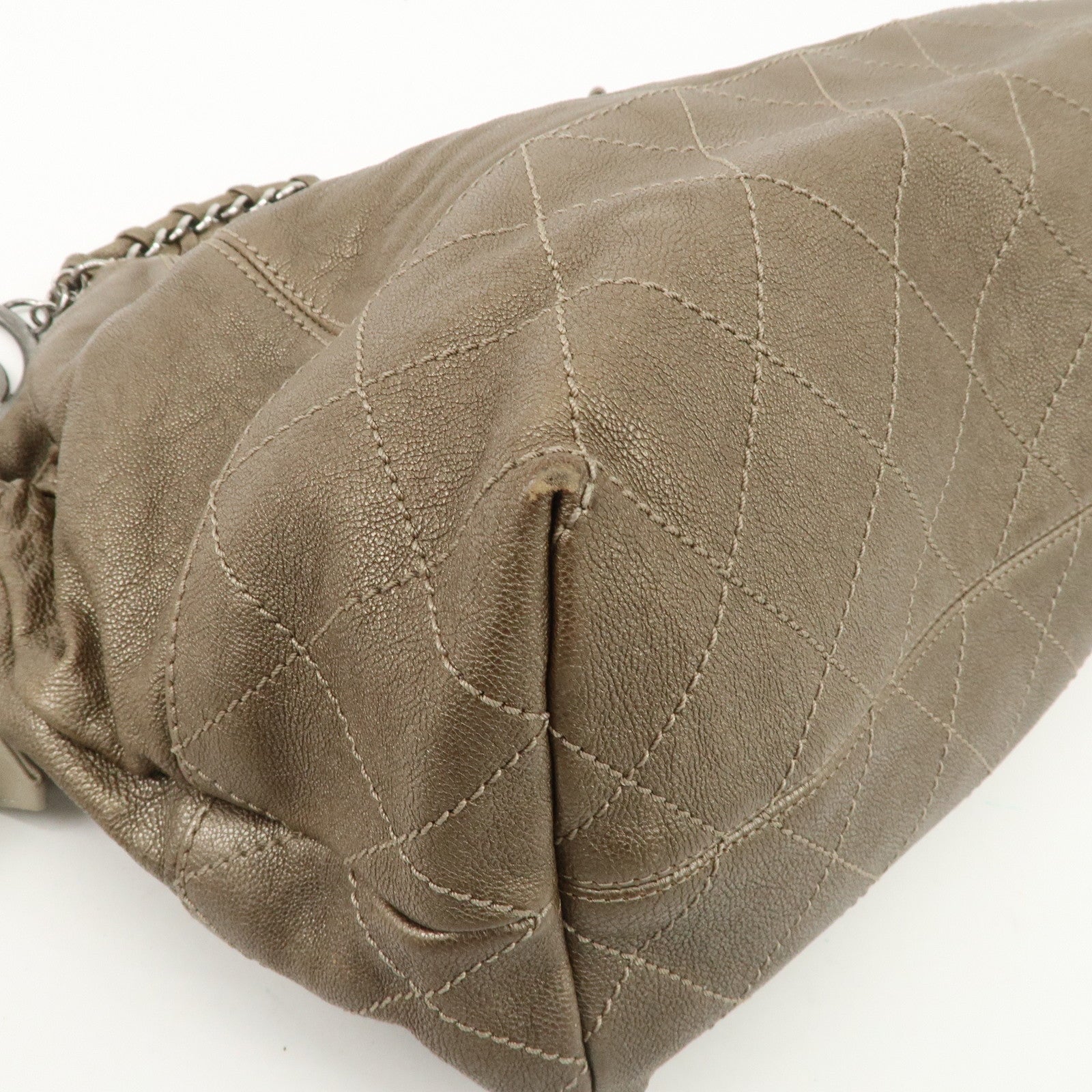 CHANEL COCO Cabas Matelasse Leather Chain Shoulder Bag Brown A33986 Used