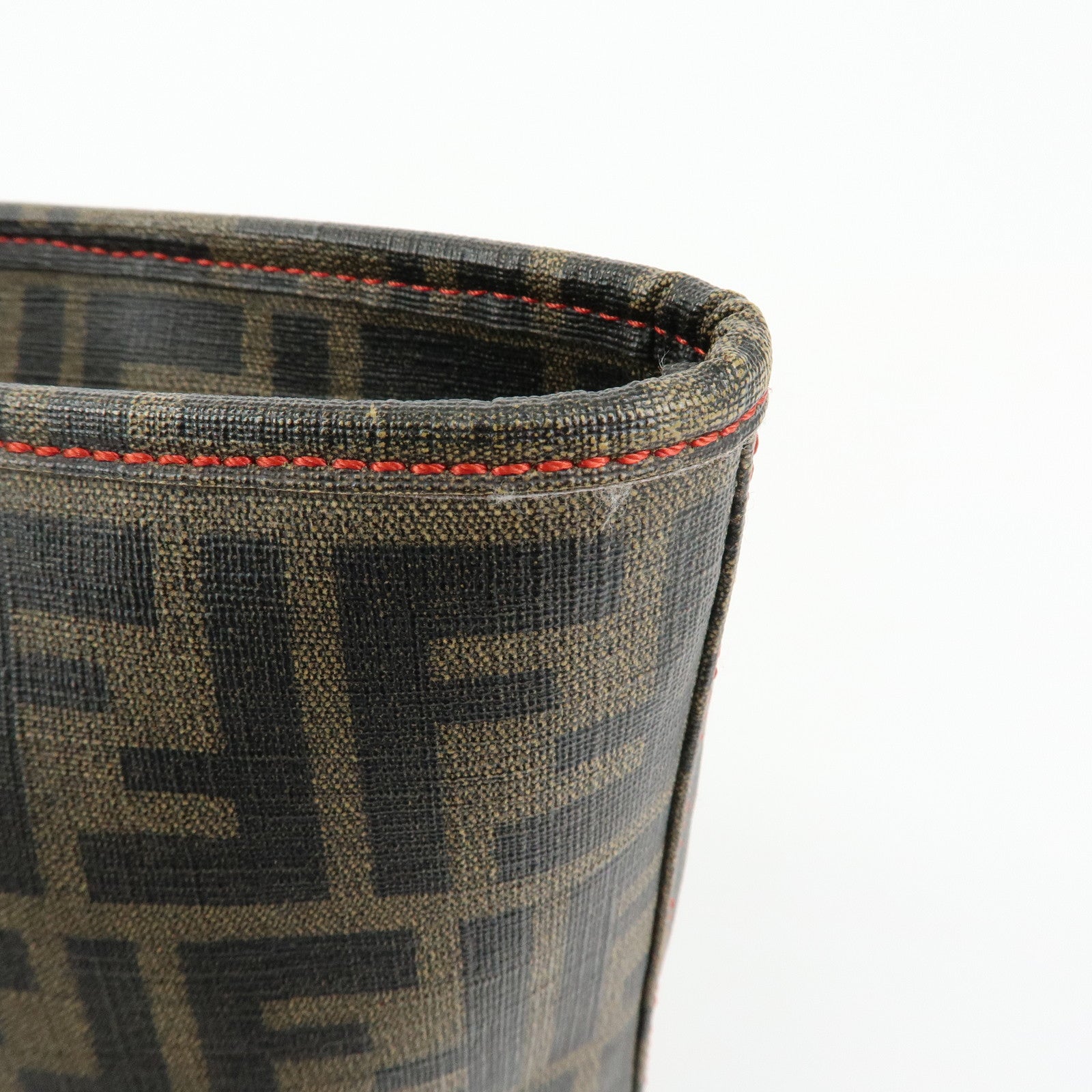 FENDI Zucca PVC Coated Canvas Tote Bag Hand Bag Brown 8BH185