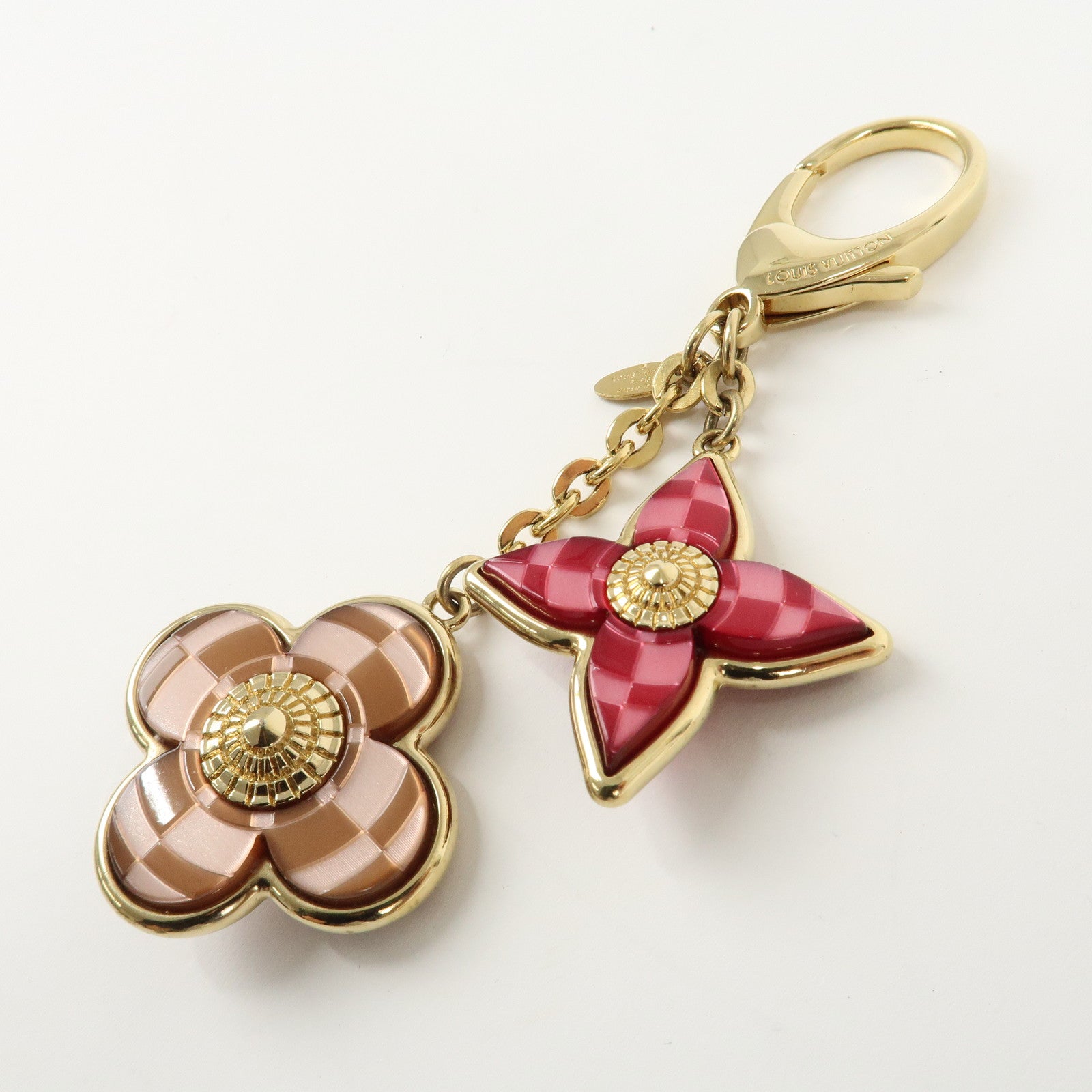 Louis Vuitton Bijou Sac Mosaic Bag Charm Flower Gold Pink M66882 Used