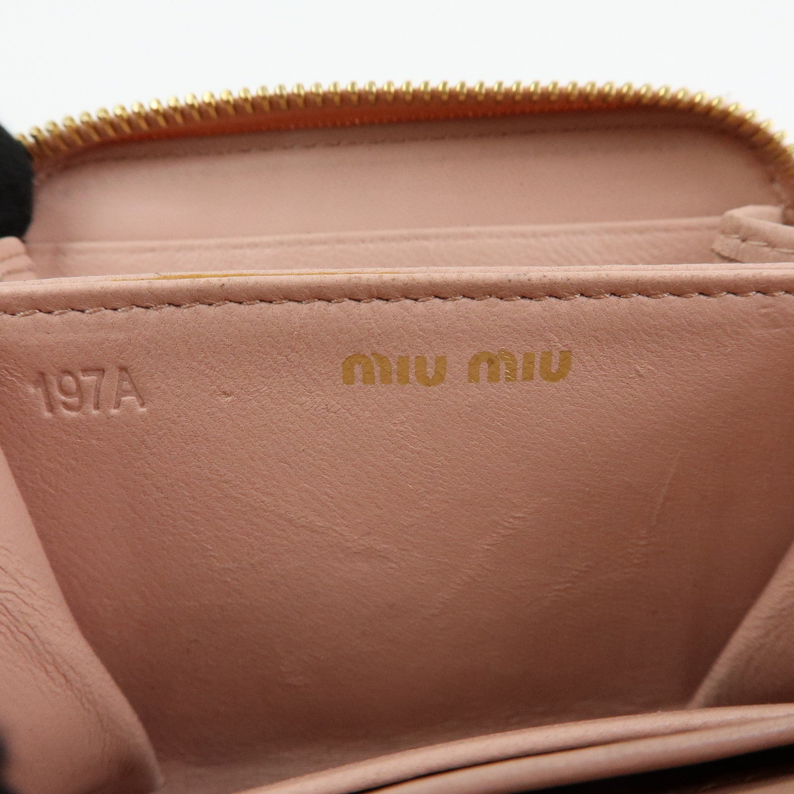 MIU MIU Matelasse Nappa Leather Compact Zippy Wallet Pink