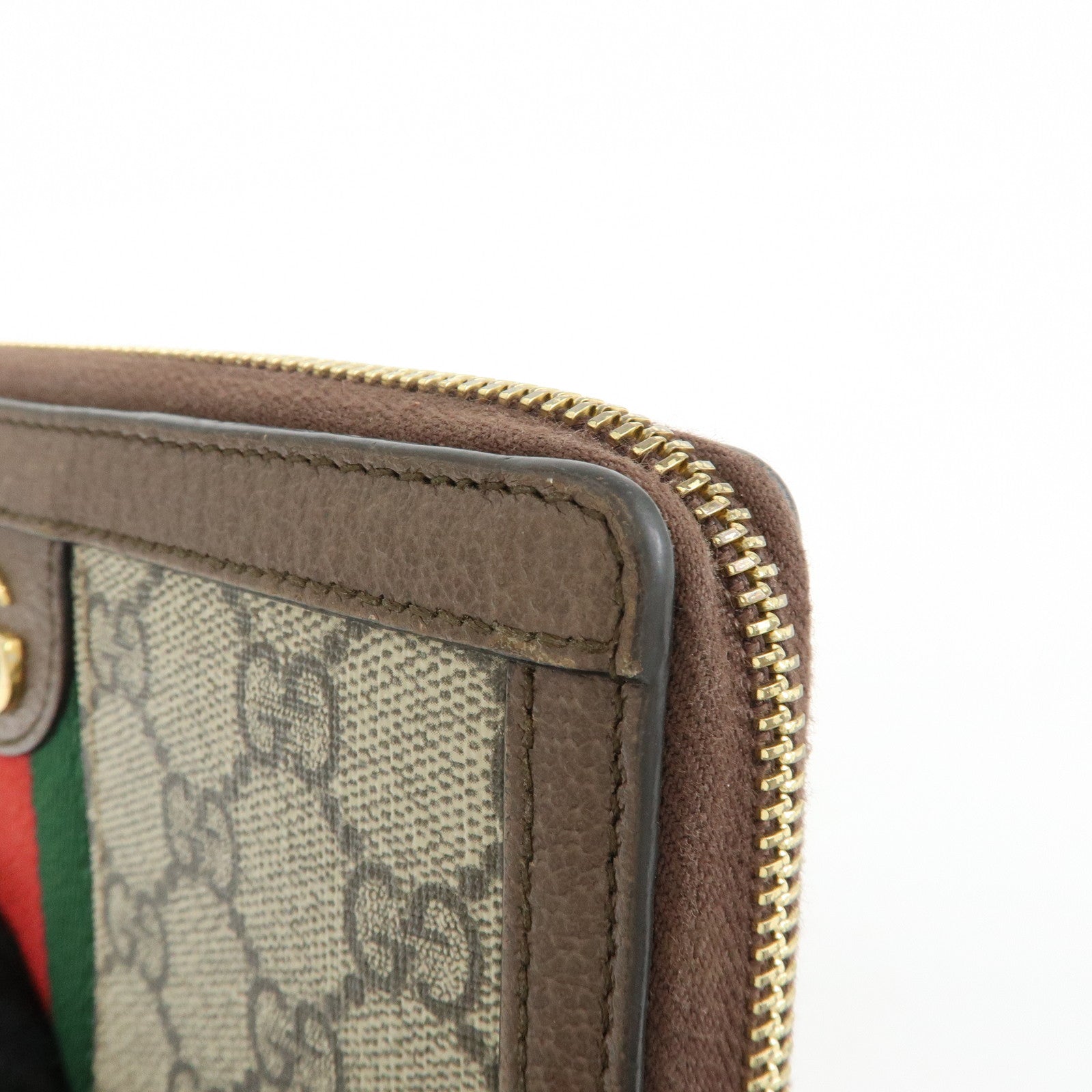 GUCCI Ophidia Sherry GG Supreme Leather Round Zippy Wallet 523154