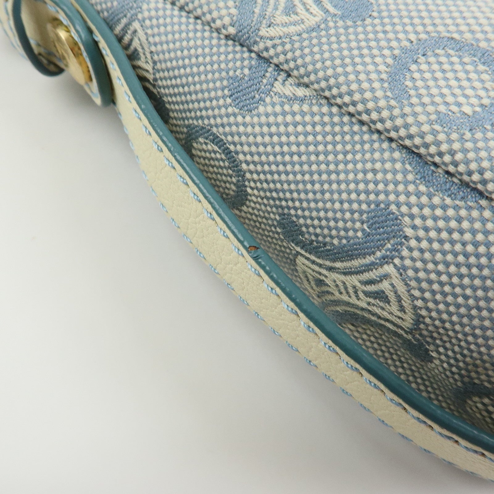 CELINE Macadam Canvas Leather Shoulder Bag Crossbody Bag Light Blue