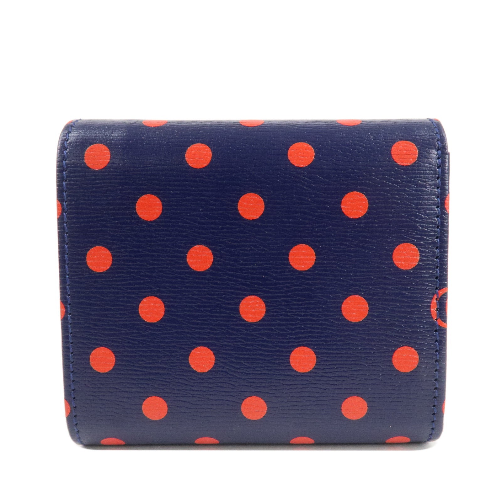 GUCCI Horsebit Dot Pattern Leather Bifold Wallet Navy Red 621891 Used