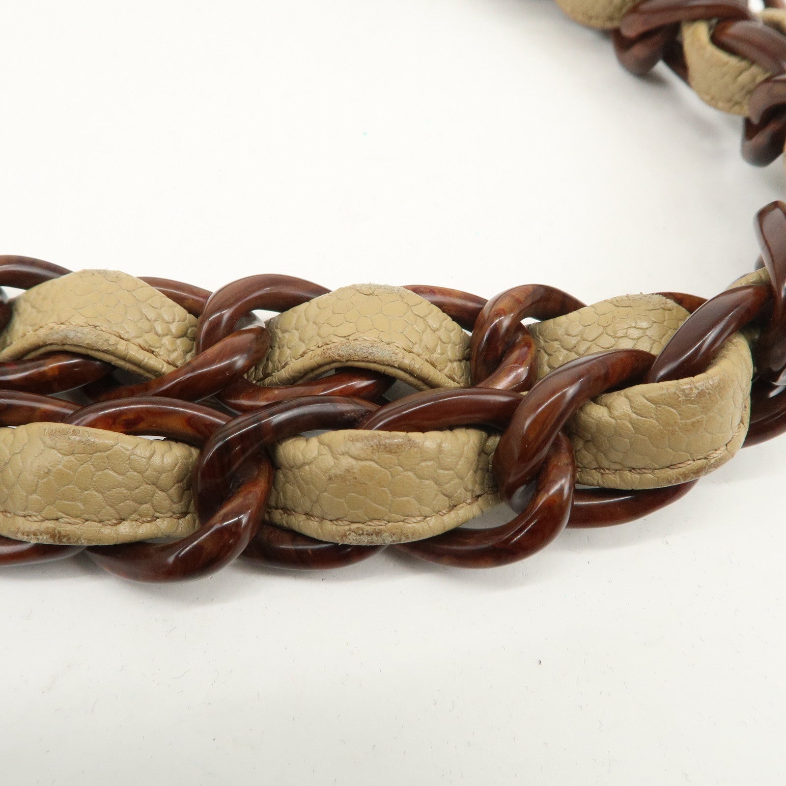 CHANEL COCO Mark Leather Chain Shoulder Bag Hand Bag Beige Used