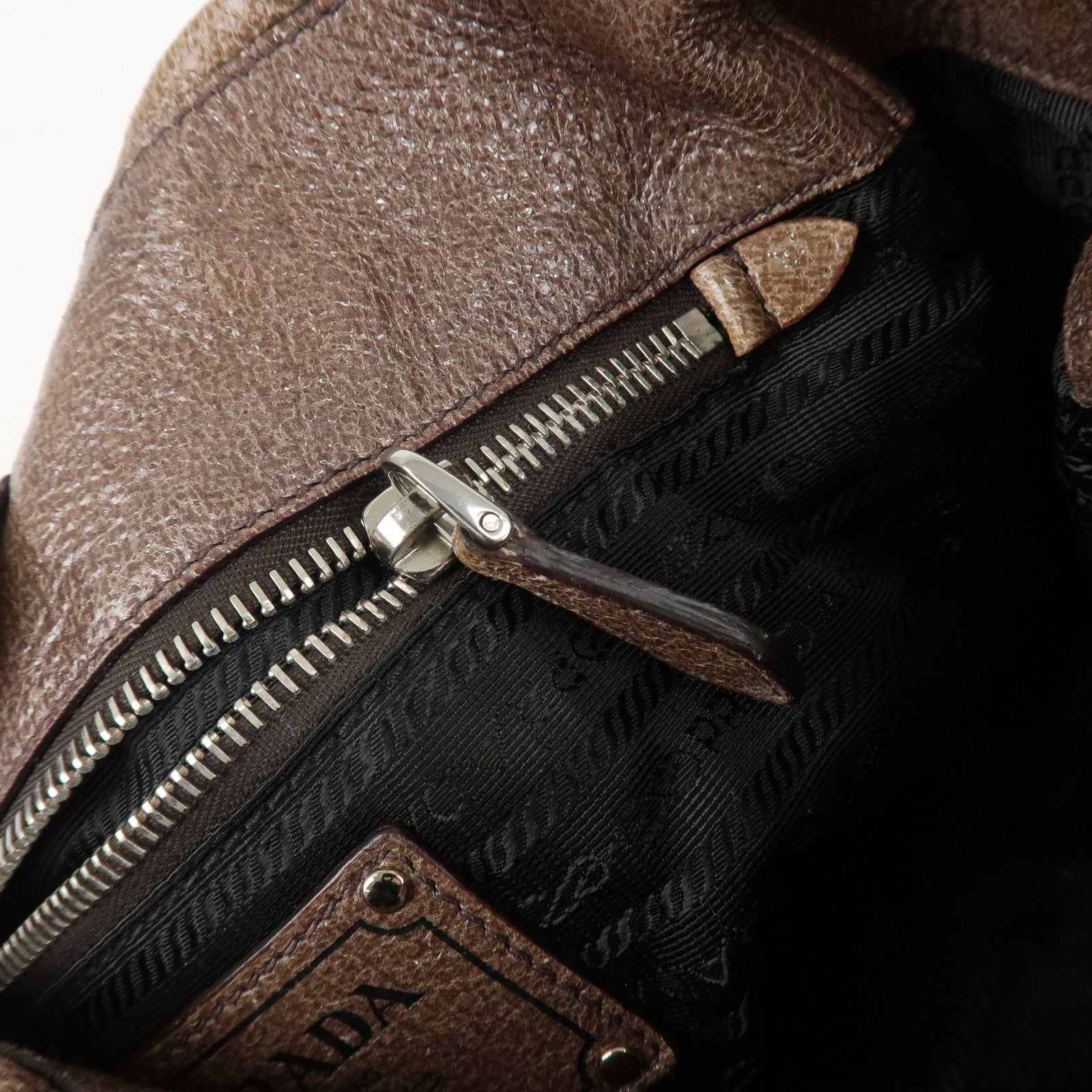 PRADA Logo Leather Shoulder Bag Hand Bag Brown Used