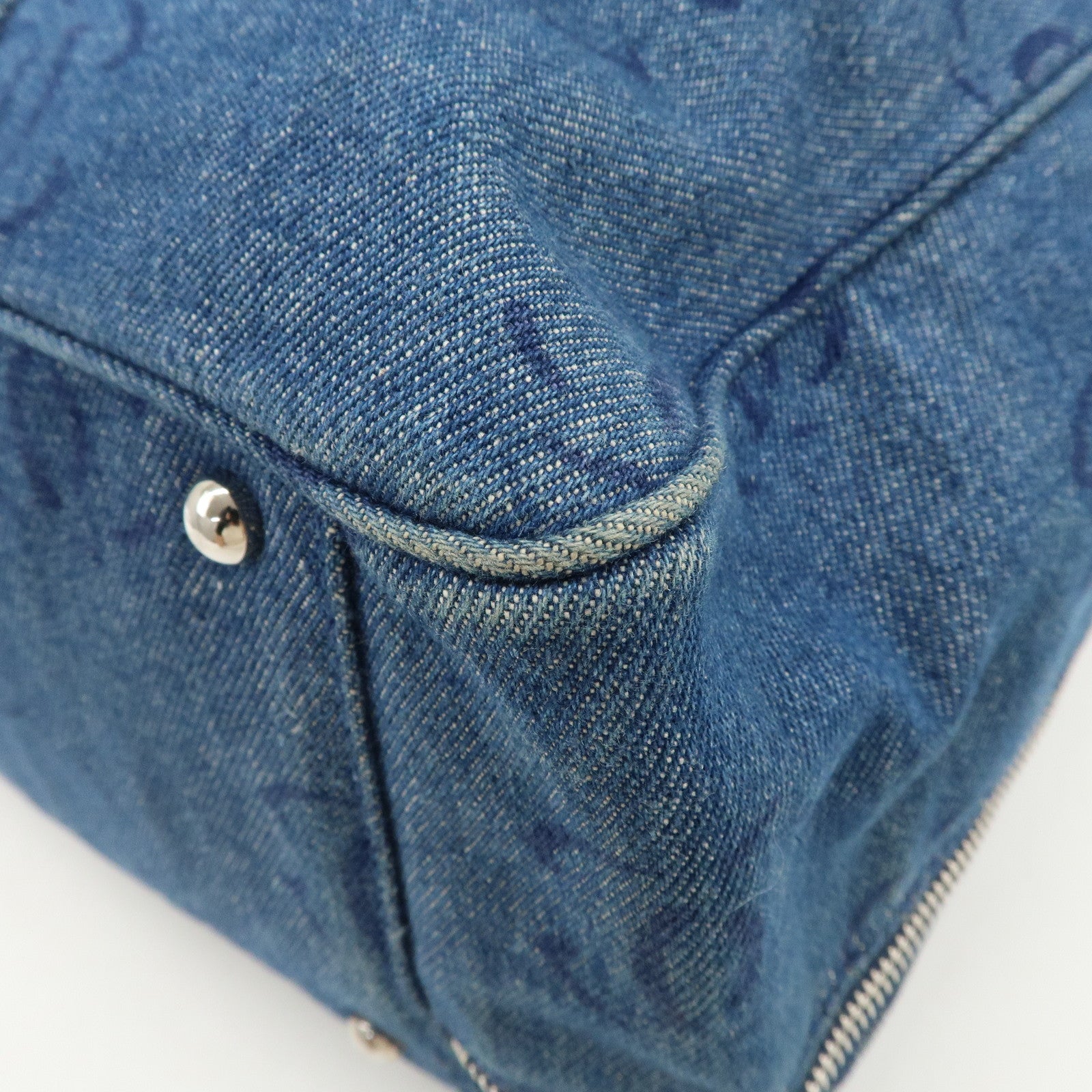 CHANEL COCO Mark Denim Boston Bag Hand Bag Travel Bag Blue