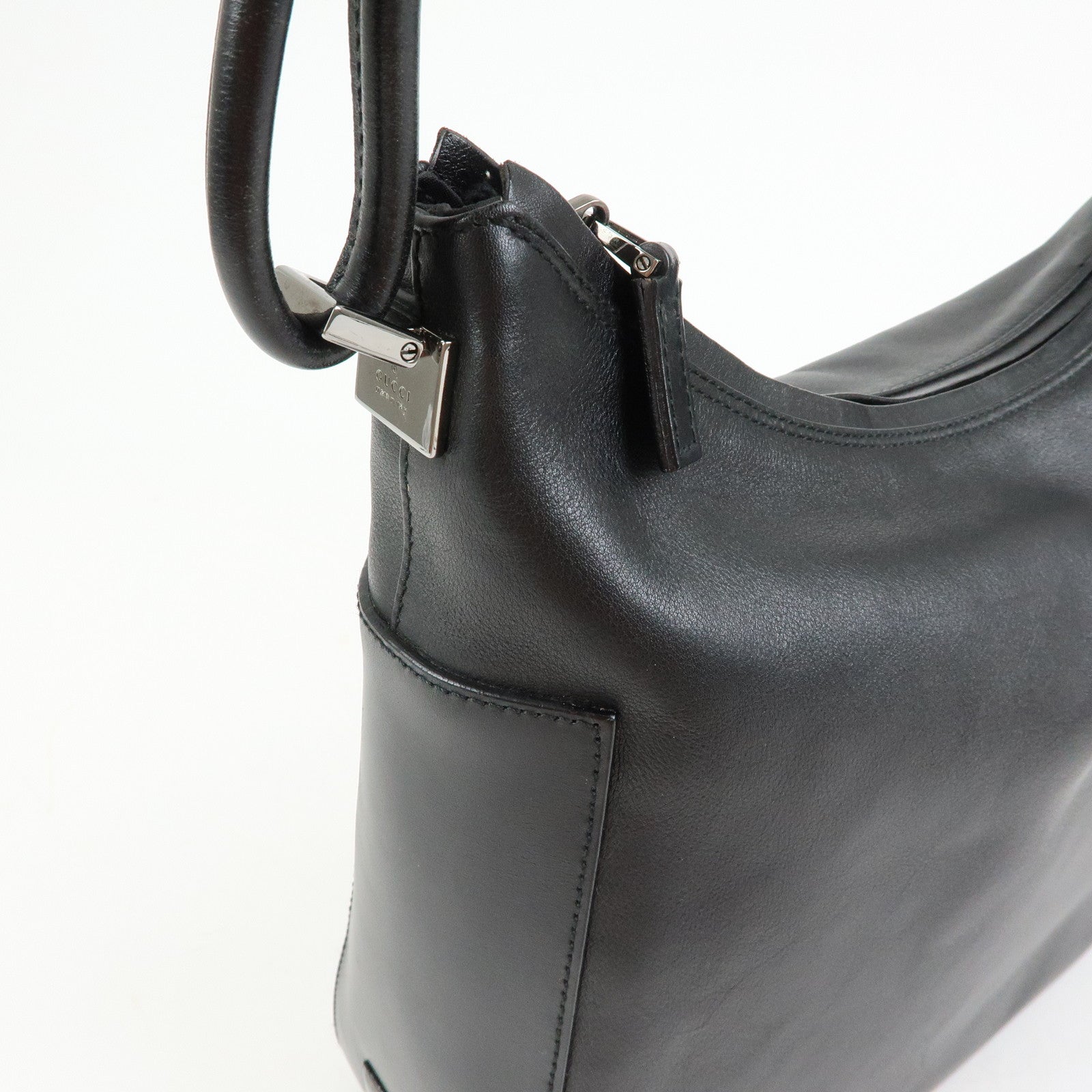 GUCCI Leather Shoulder Bag Hand Bag Black 001・3766