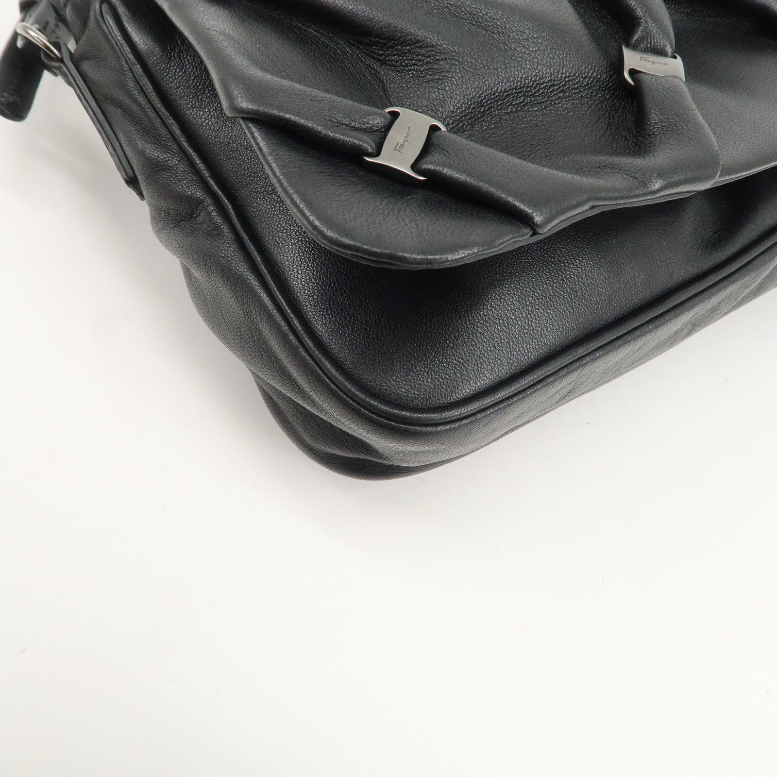 Ferragamo Mini Vara Leather Shoulder Bag Hand Bag Black