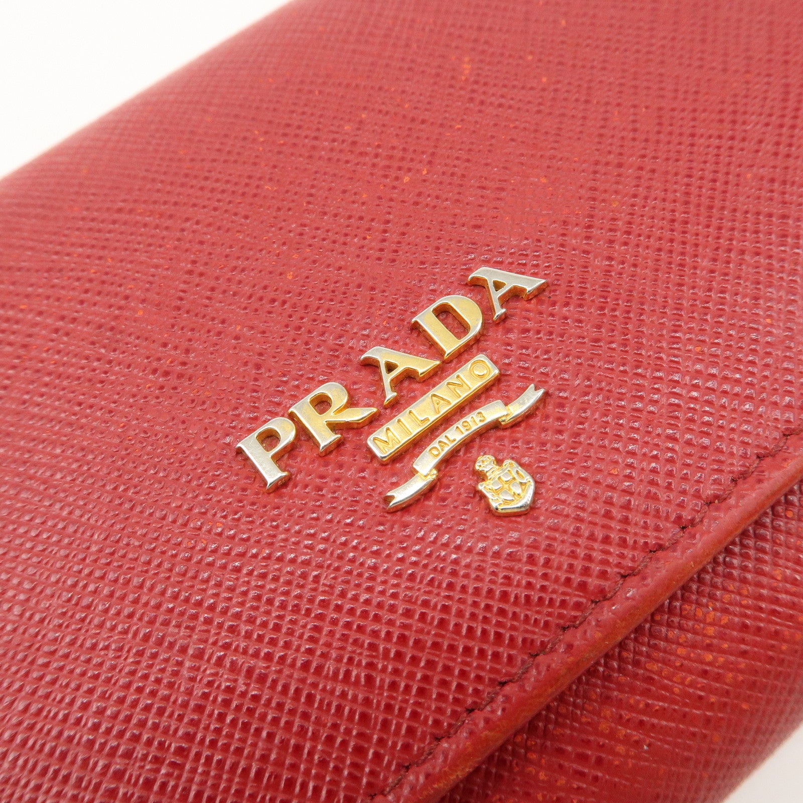 PRADA Saffiano Leather Set of 2 Long Wallet Red 1MH132 Used