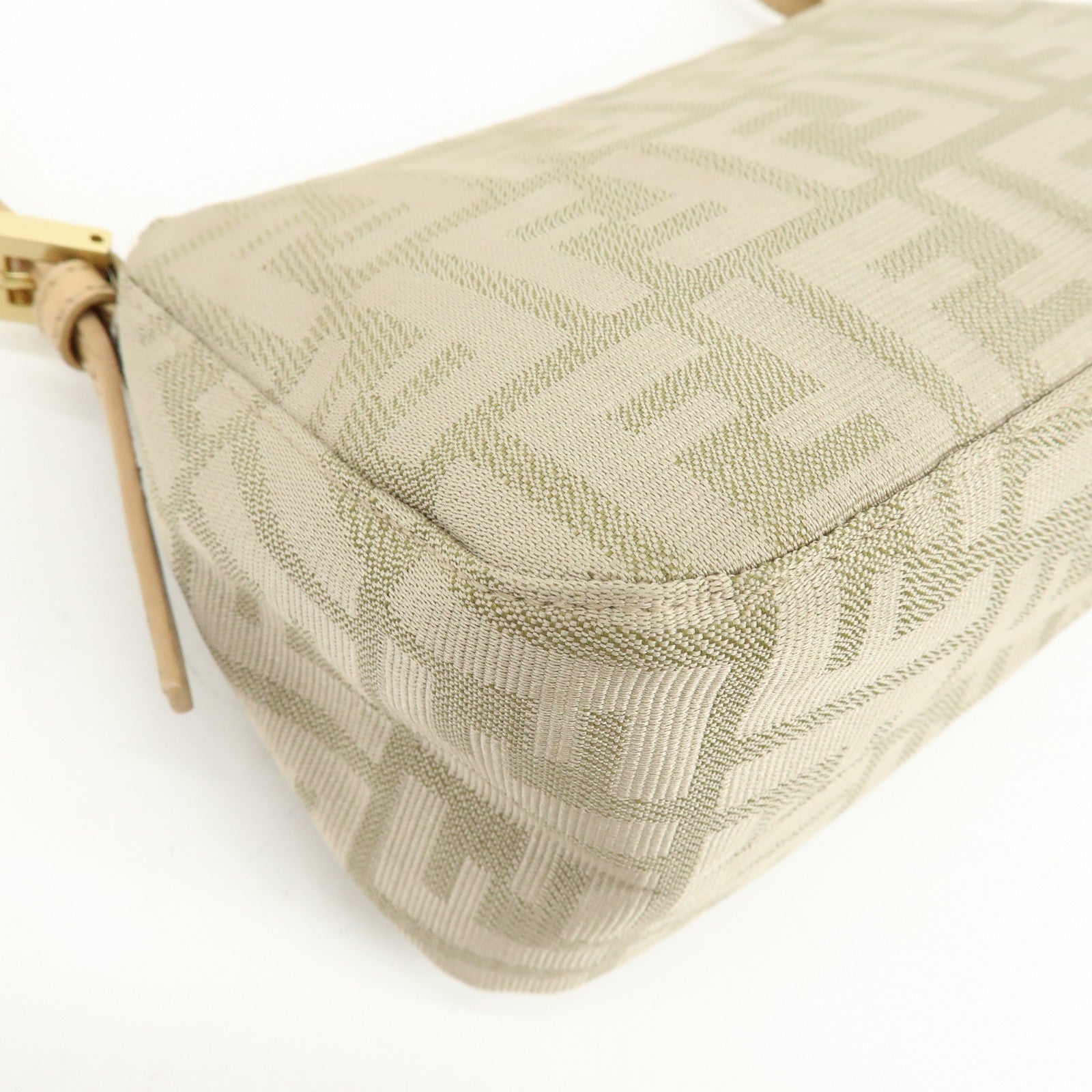 FENDI Zucca Canvas Leather Hand Bag Beige 8BR180