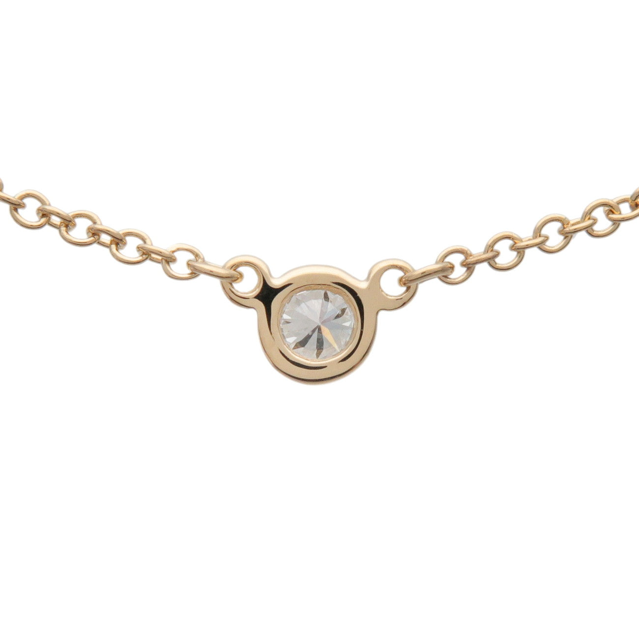 Tiffany & Co By The Yard 1P Diamond Necklace K18 750YG Yellow Gold