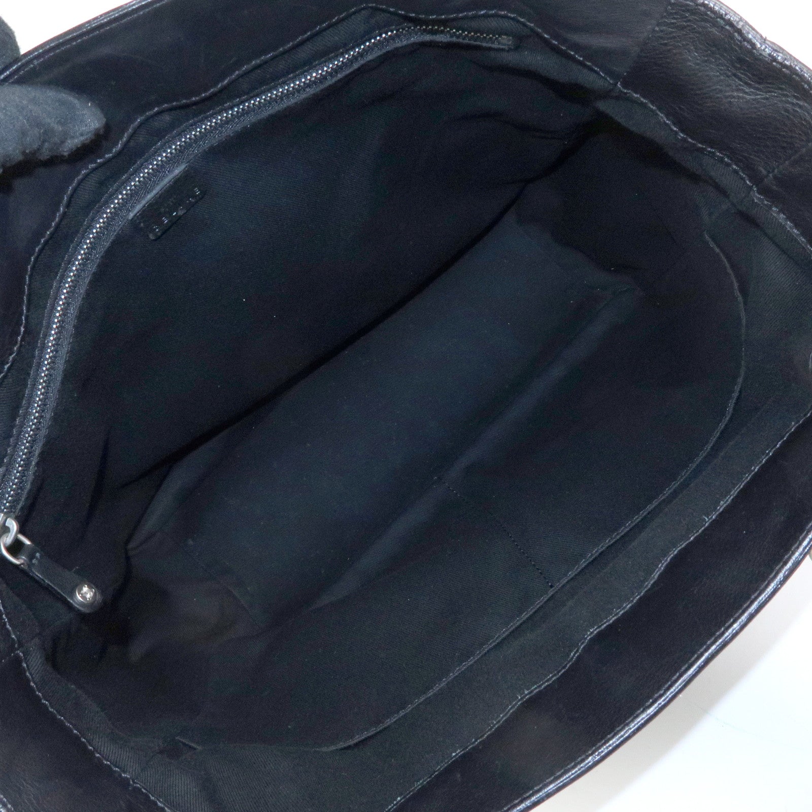 CELINE Boogie Bag Leather Hand Bag Tote Bag Black Silver