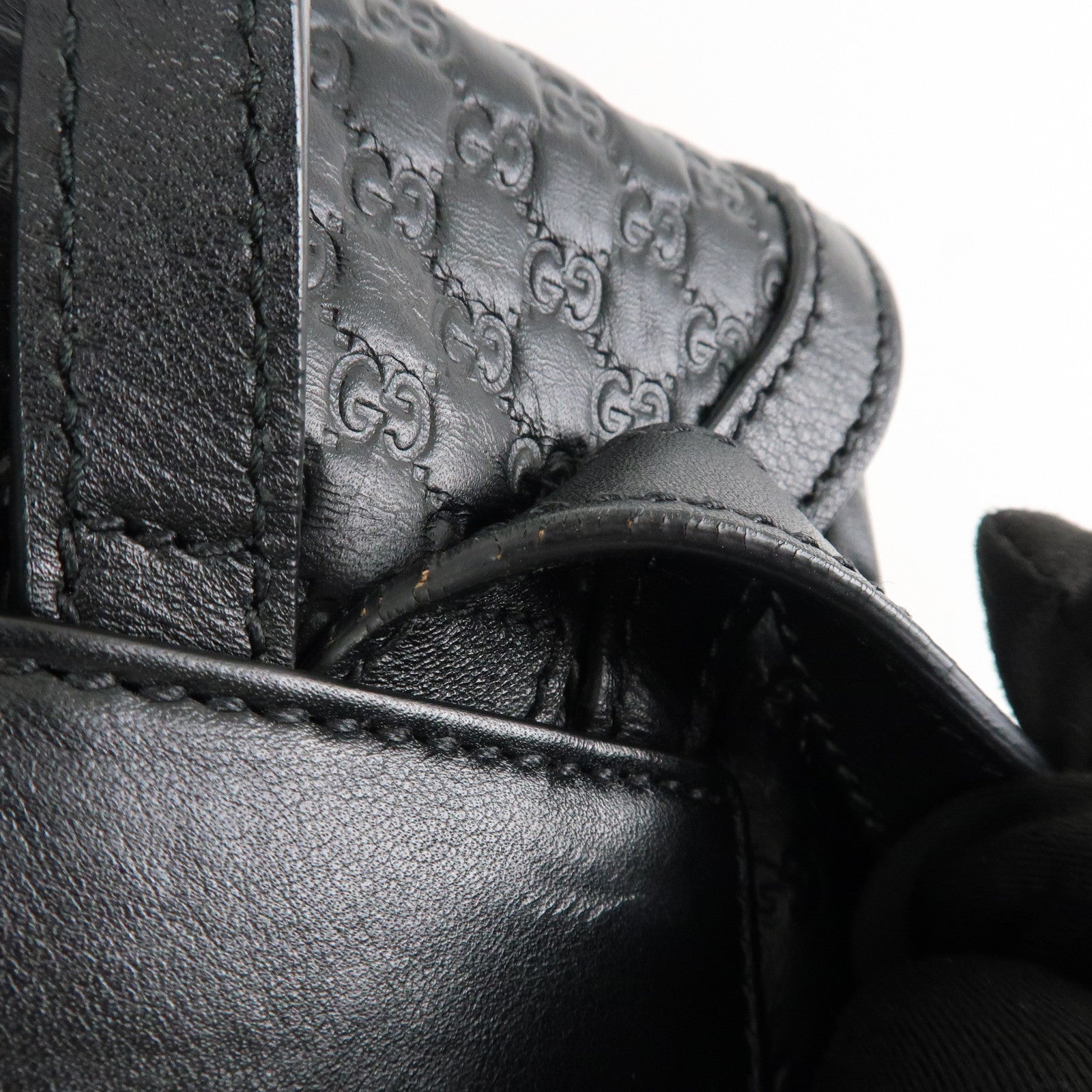 GUCCI Micro Guccissima Leather Backpack Rucksack Black 607993 Used