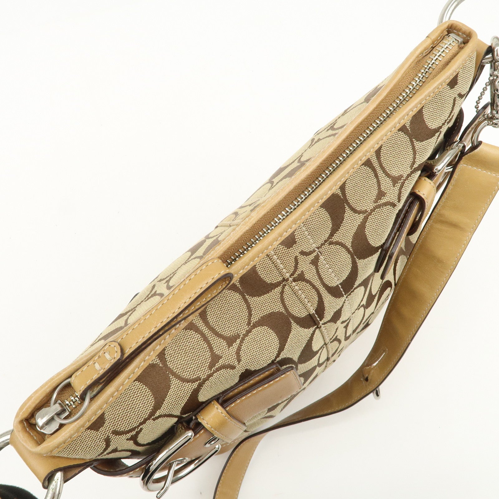 COACH Signature Canvas Leather Set of 2 Shoulder Bag Brown Pink