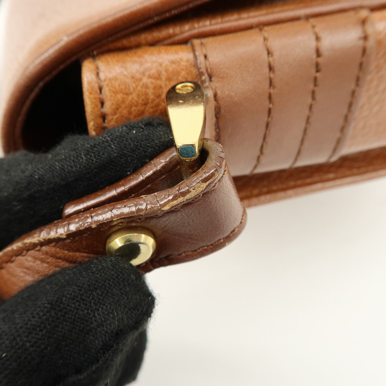 BURBERRY Logo Leather Shoulder Bag Crossbody Bag Brown